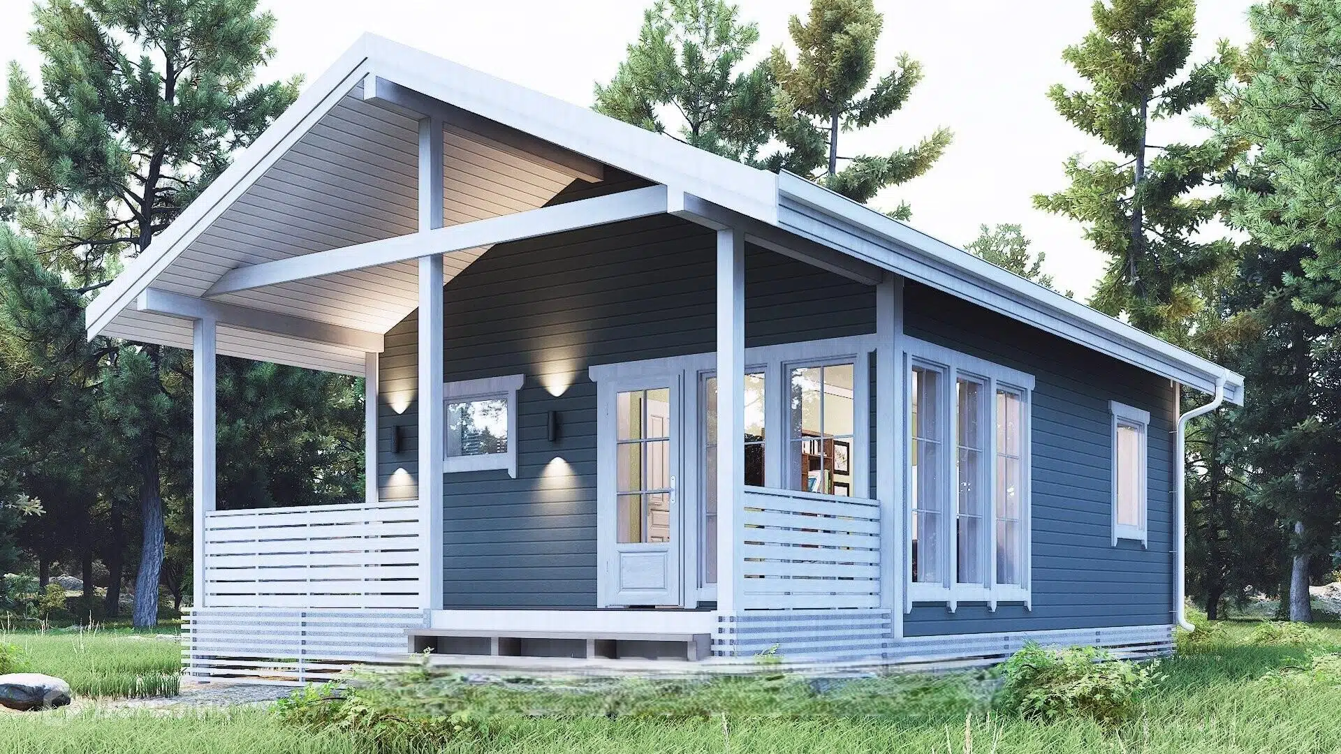 Проект дома «Каркасный дом (КД09)» компании ИП Вахрамеева ТА из материала Каркасный дом площадью 59.1м² под ключ за 2576000₽ в Донецке | 1 этаж, 2 спальни, 1 санузел – Домклик