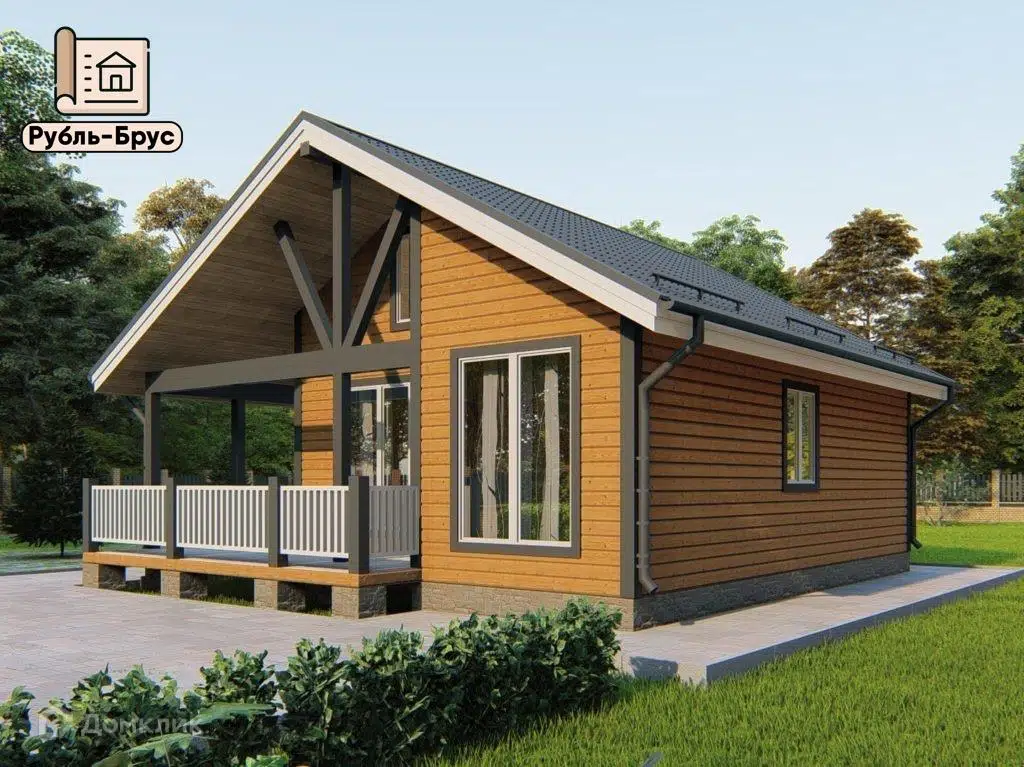 Проект дома «Каркасный дом «Евдоким»» компании РубльБрус строительство деревянных домов и бань по России. из материала Каркасный дом площадью 108м² под ключ за 5532500₽ в Донецке | 2 этажа, 3 спальни, 1 санузел – Домклик
