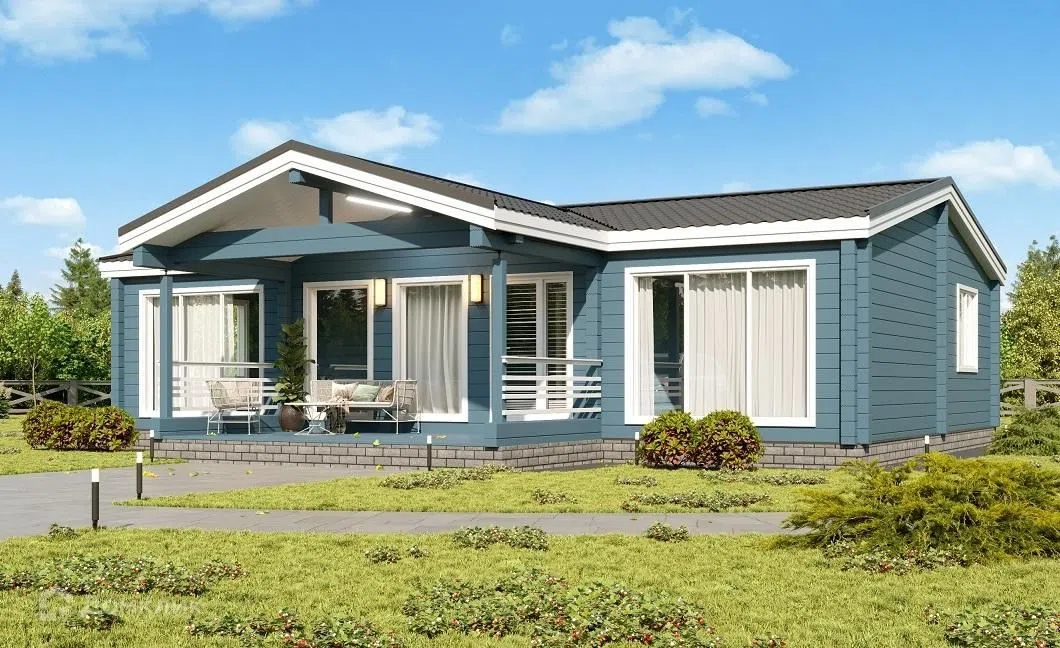 Проект дома «ДКБ-102» компании БАСКО ЭСТЕЙТ из материала Клееный брус площадью 102м² под ключ за 6315000₽ в Донецке | 1 этаж, 3 спальни, 2 санузла – Домклик