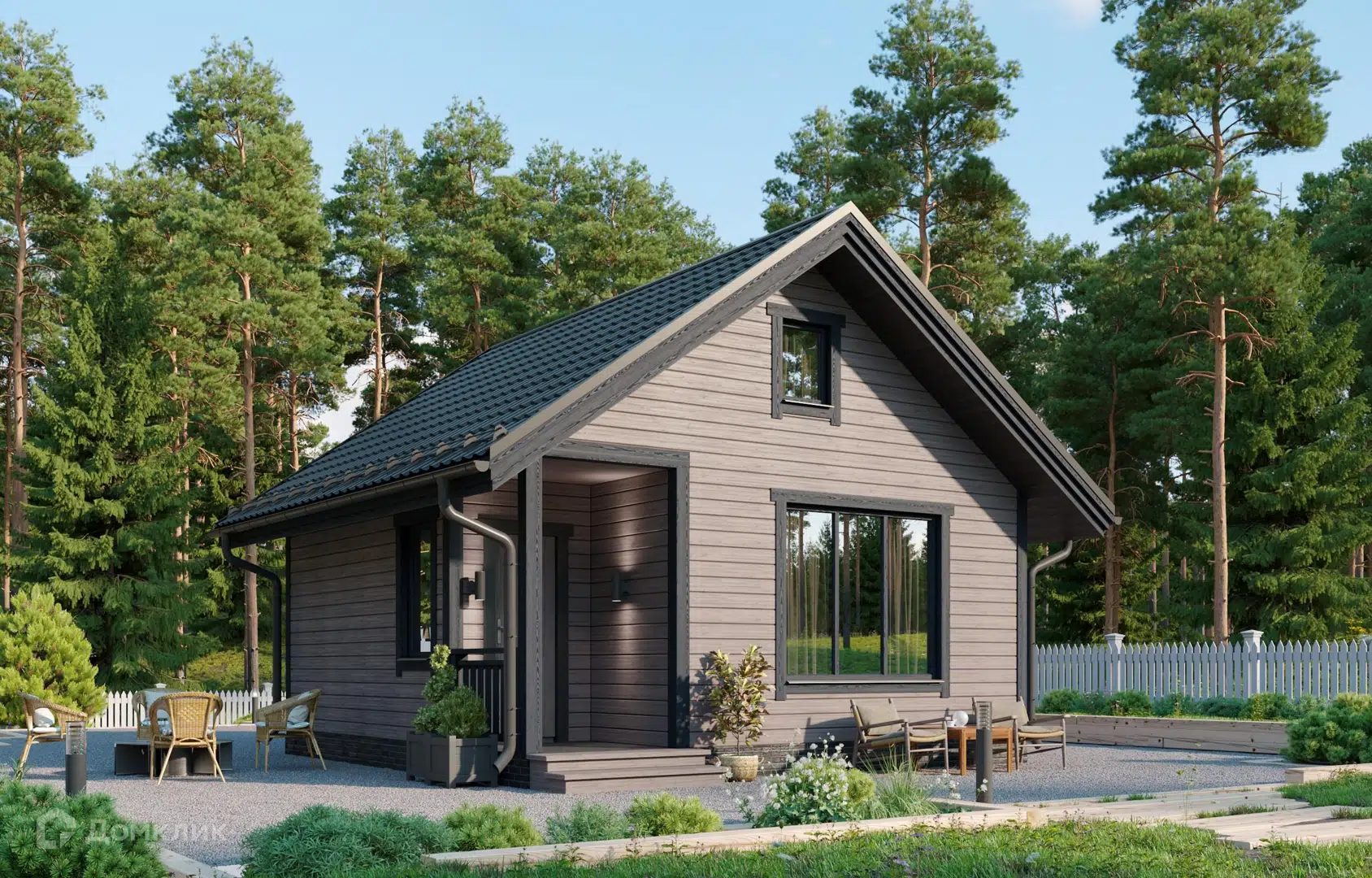 Проект дома «Комарова» компании FamilyDom из материала Каркасный дом площадью 27.5м² под ключ за 2217000₽ в Луганске | 1 этаж, 2 спальни, 1 санузел – Домклик