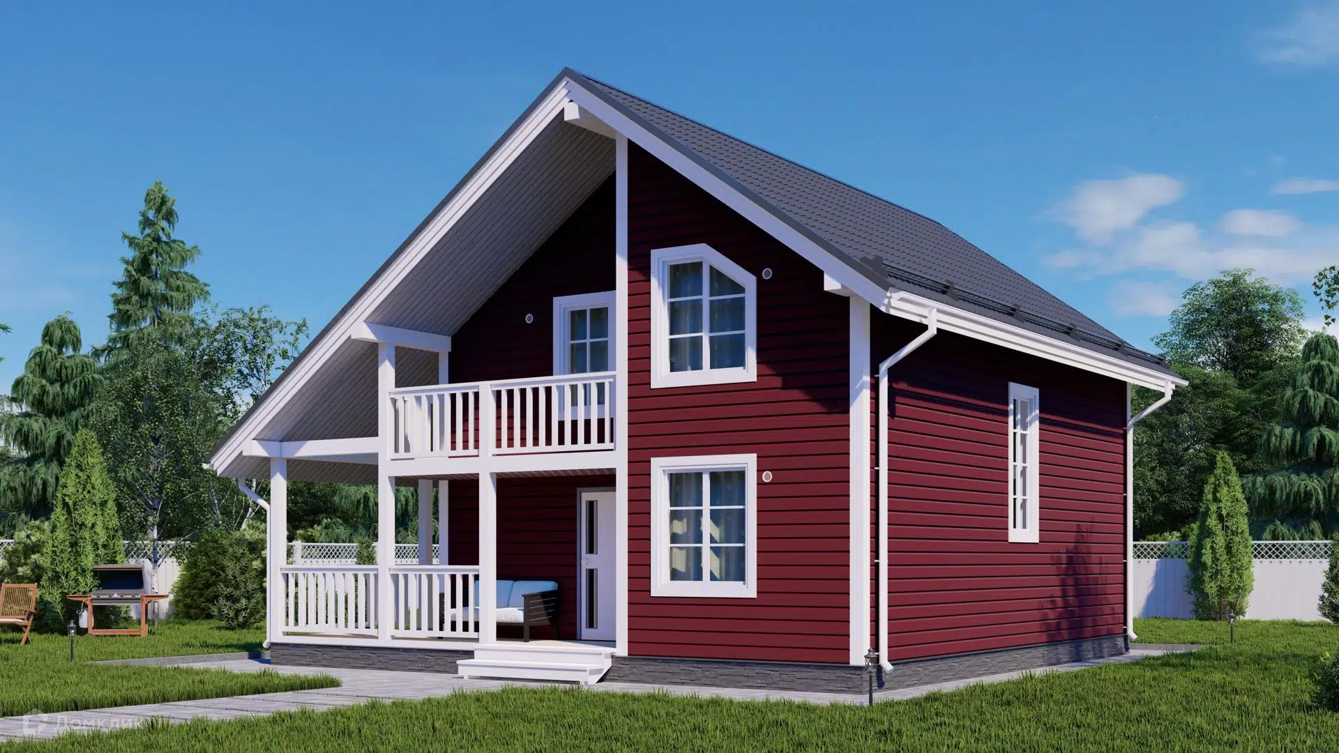 Проект дома «КД-222» компании OLLATALO из материала Каркасный дом площадью 117м² под ключ за 4872000₽ в Донецке | 2 этажа, 5 спален, 2 санузла – Домклик