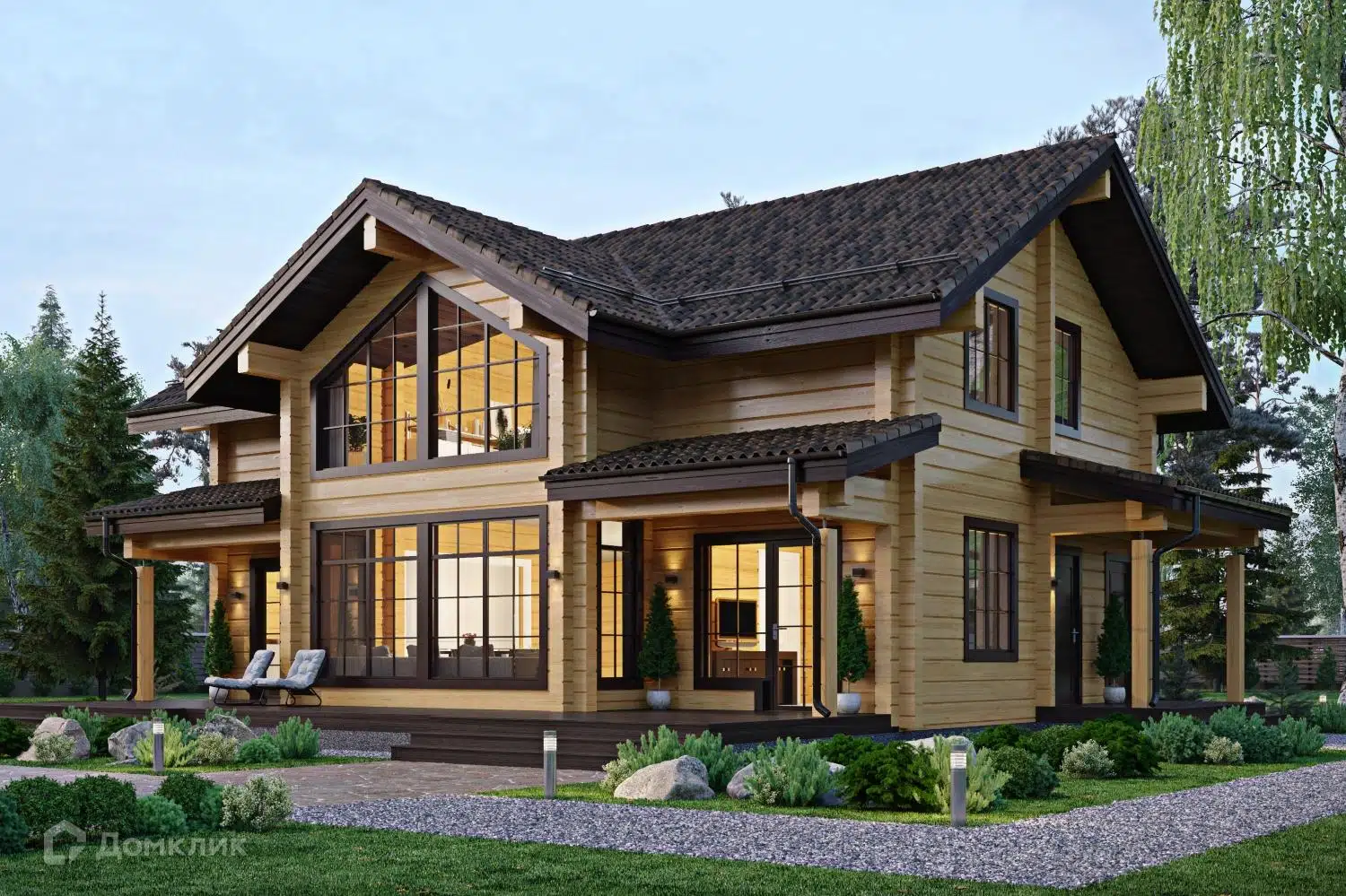 Проект дома «Проект №ВЗ-348 Актау» компании СК «Вологодское Зодчество» из материала Клееный брус площадью 180м² под ключ за 7520000₽ в Донецке | 2 этажа, 4 спальни, 3 санузла – Домклик