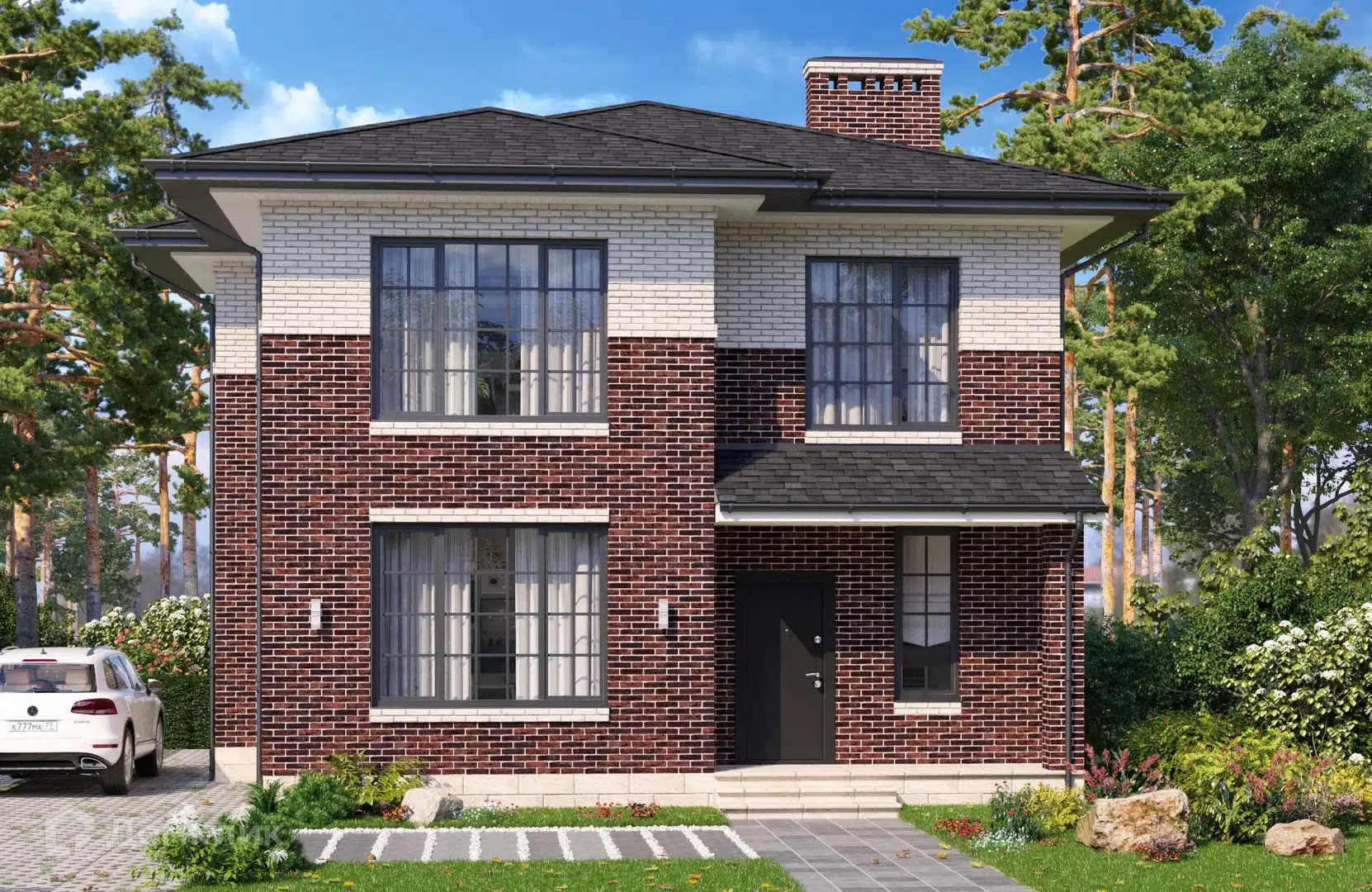 Проект дома «Новация 164-1» компании ООО «Новация» из материала Кирпич площадью 158м² под ключ за 6550000₽ в Донецке | 2 этажа, 4 спальни, 2 санузла – Домклик