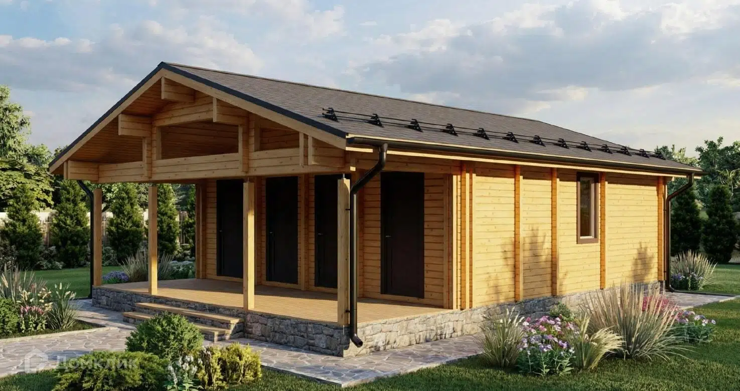 Проект дома «Загородный дом из двойного бруса» компании ИЗБА из материала Двойной брус площадью 76.8м² под ключ за 3840000₽ в Донецке | 1 этаж, 2 спальни, 1 санузел – Домклик