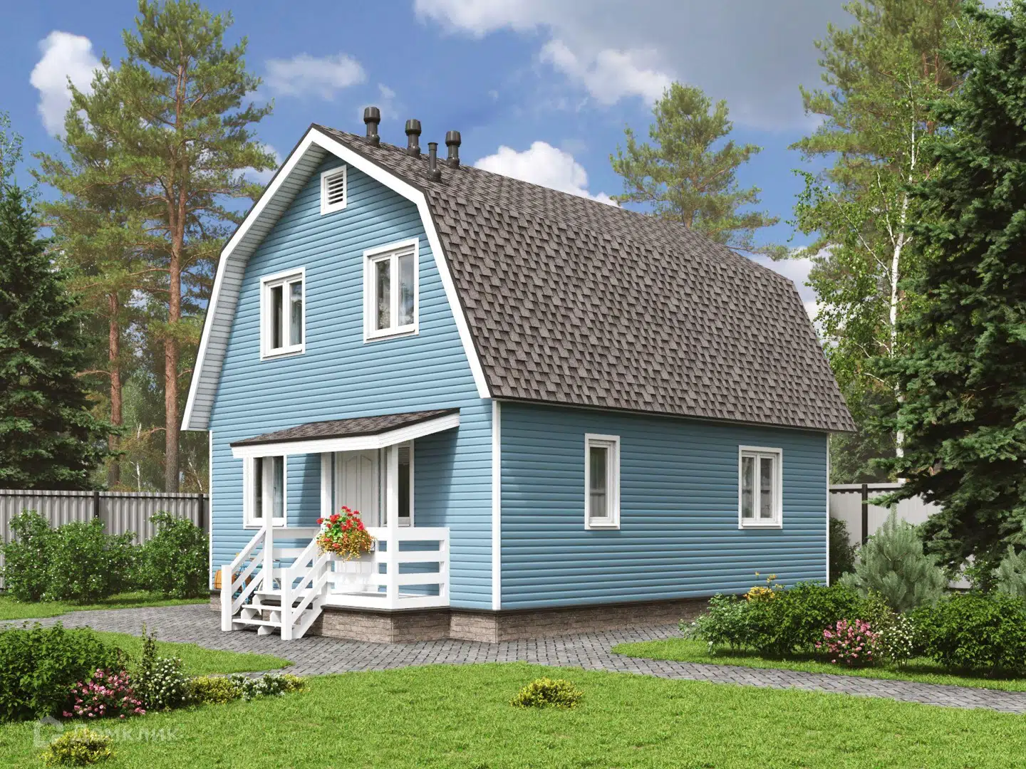 Проект дома «Богатырь ЛК - 2 К-200 8х7 м (Заходи и Живи) М» компании Теремъ из материала Каркасный дом площадью 86.64м² под ключ за 7069049₽ в Луганске | 2 этажа, 4 спальни, 2 санузла – Домклик