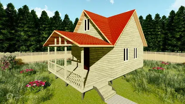 Проект дома «Проект №48» компании Земле-Строй из материала Брус естественной влажности площадью 51м² под ключ за 1905000₽ в Луганске | 2 этажа, 2 спальни, 1 санузел – Домклик