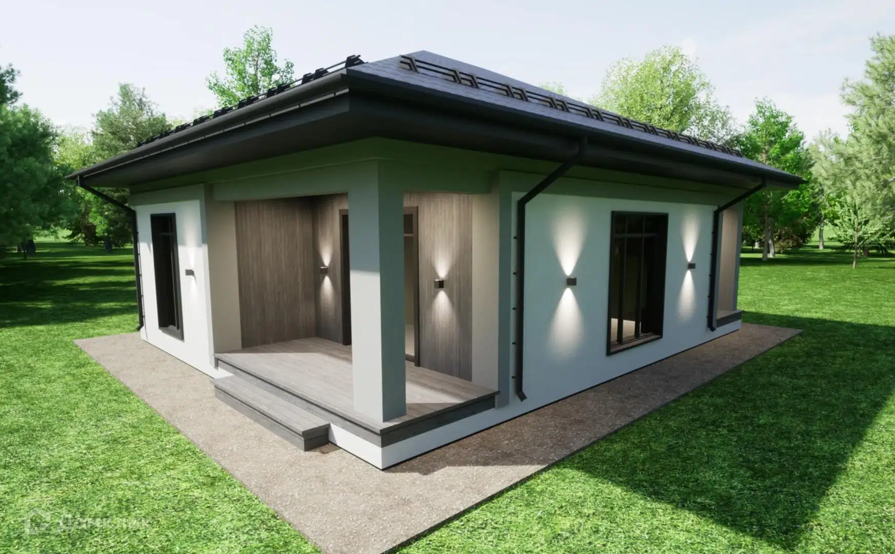 Проект дома «СК-3» компании ДОМ ЭКСПЕРТ из материала Газобетонные блоки площадью 114м² под ключ за 5100000₽ в Донецке | 1 этаж, 3 спальни, 2 санузла – Домклик