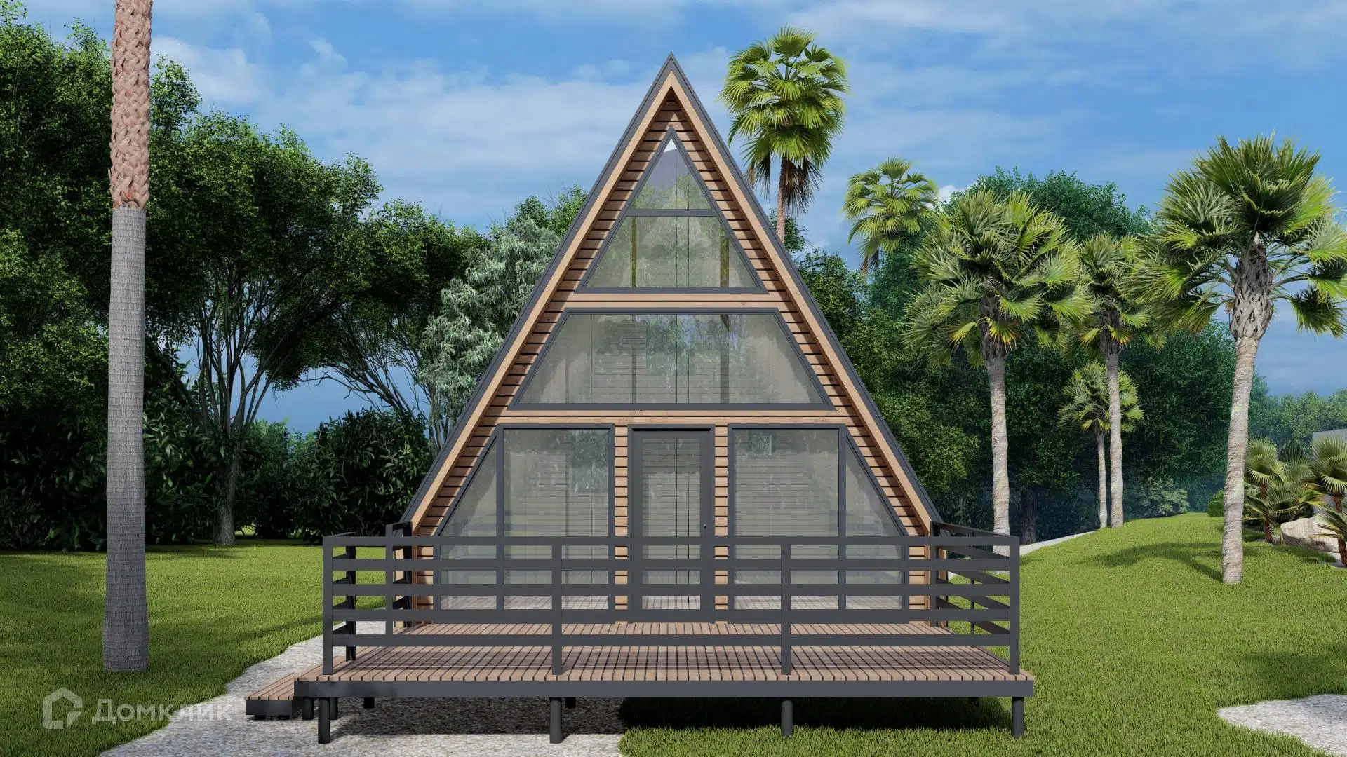 Проект дома «A-frame» компании Первая Домостроительная Компания из материала Каркасный дом площадью 82.3м² под ключ за 5700000₽ в Донецке | 2 этажа, 2 спальни, 1 санузел – Домклик