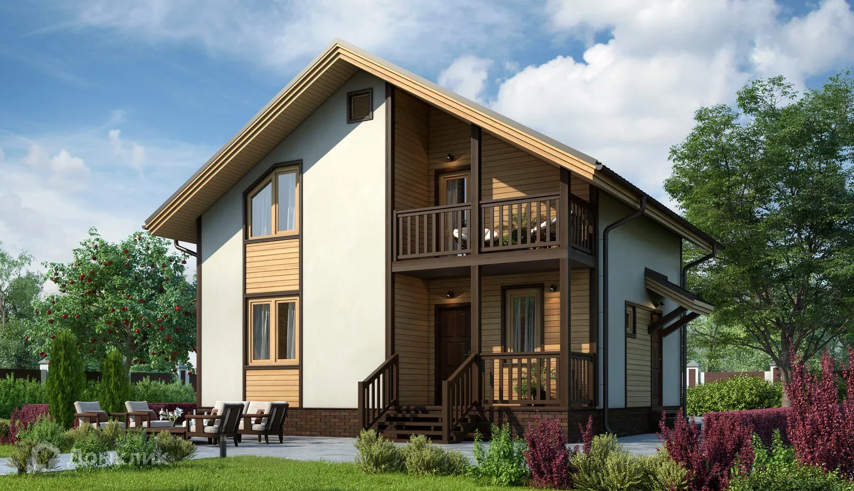 Проект дома «Ваниль 2 » компании 5 СТЕН из материала Каркасный дом площадью 122м² под ключ за 4370000₽ в Донецке | 2 этажа, 3 спальни, 2 санузла – Домклик