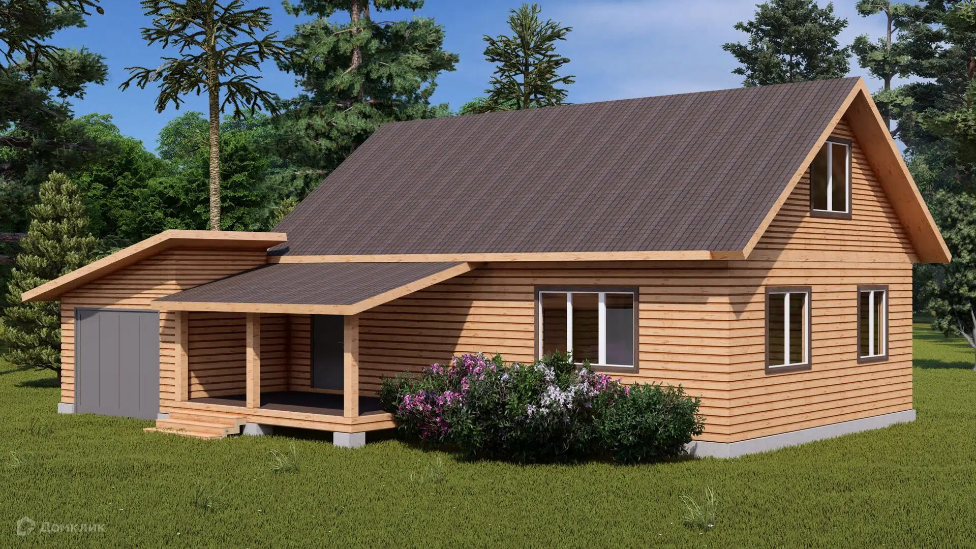 Проект дома «Брусовой дом с гаражом» компании Построй Свой Дом_ИП из материала Профилированный брус площадью 168м² под ключ за 9236546₽ в Донецке | 2 этажа, 2 спальни, 1 санузел – Домклик