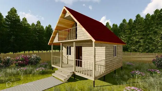 Проект дома «Проект №12» компании Земле-Строй из материала Брус естественной влажности площадью 30м² под ключ за 1455000₽ в Луганске | 2 этажа, 2 спальни, 1 санузел – Домклик