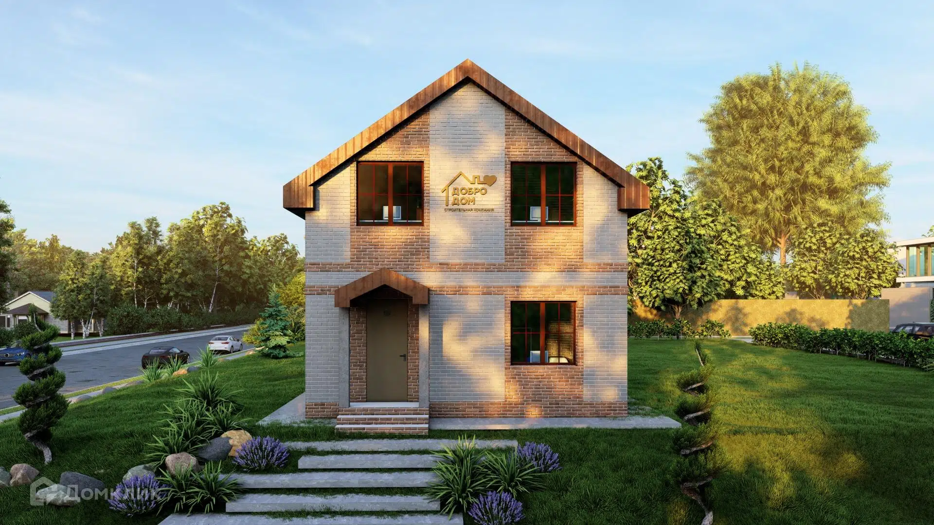 Проект дома «Коттедж Персей» компании СК «Добро Дом» из материала Газобетонные блоки площадью 97м² под ключ за 6425000₽ в Донецке | 2 этажа, 4 спальни, 2 санузла – Домклик
