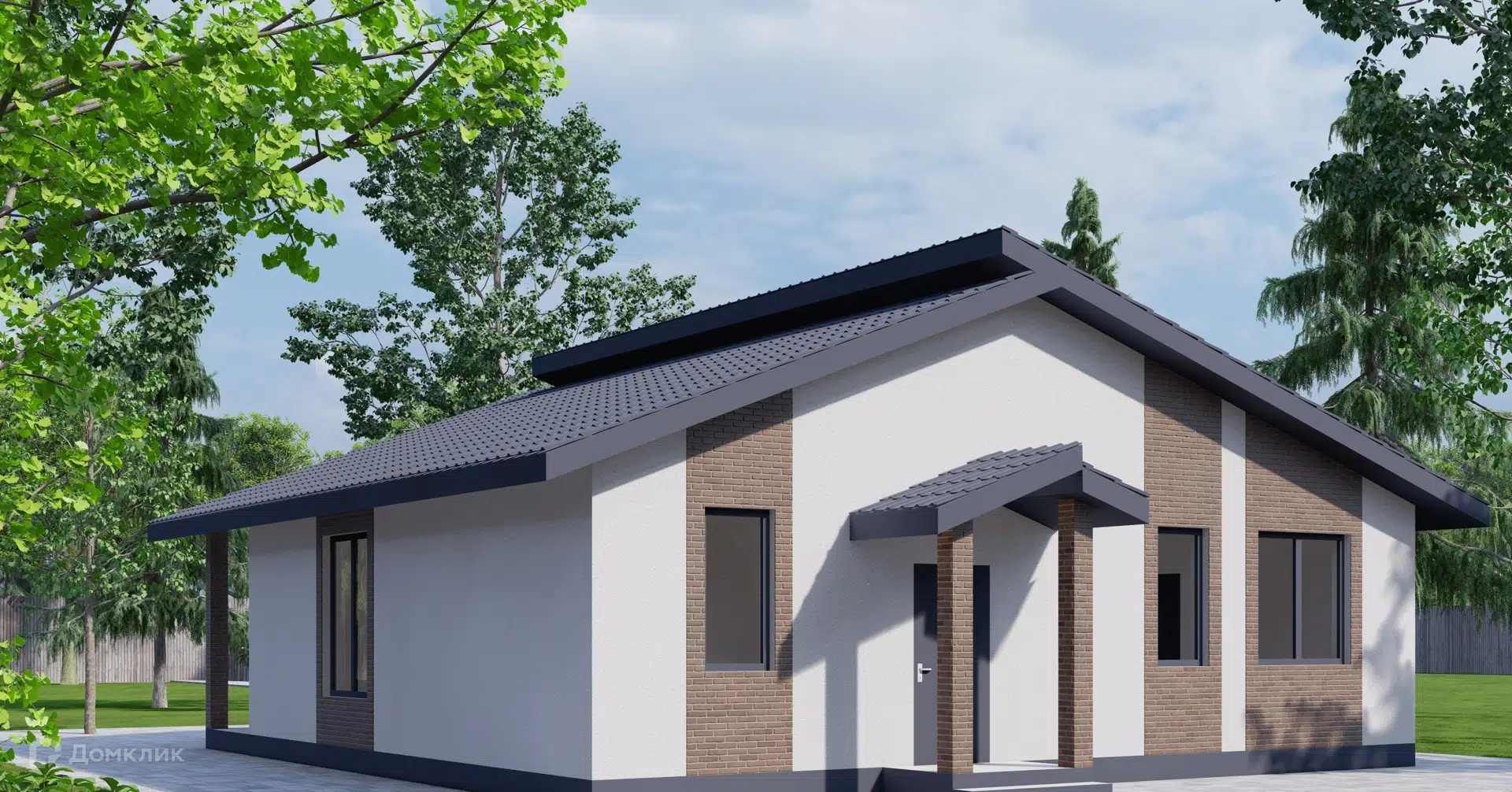 Проект дома «Модерн 107» компании ООО «Биэм-Недвижимость» из материала Керамические блоки площадью 107м² под ключ за 9000000₽ в Луганске | 1 этаж, 3 спальни, 2 санузла – Домклик