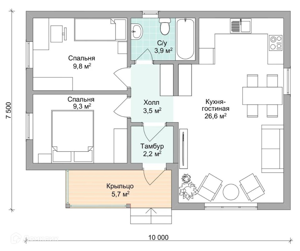 Планировка 1 этажа