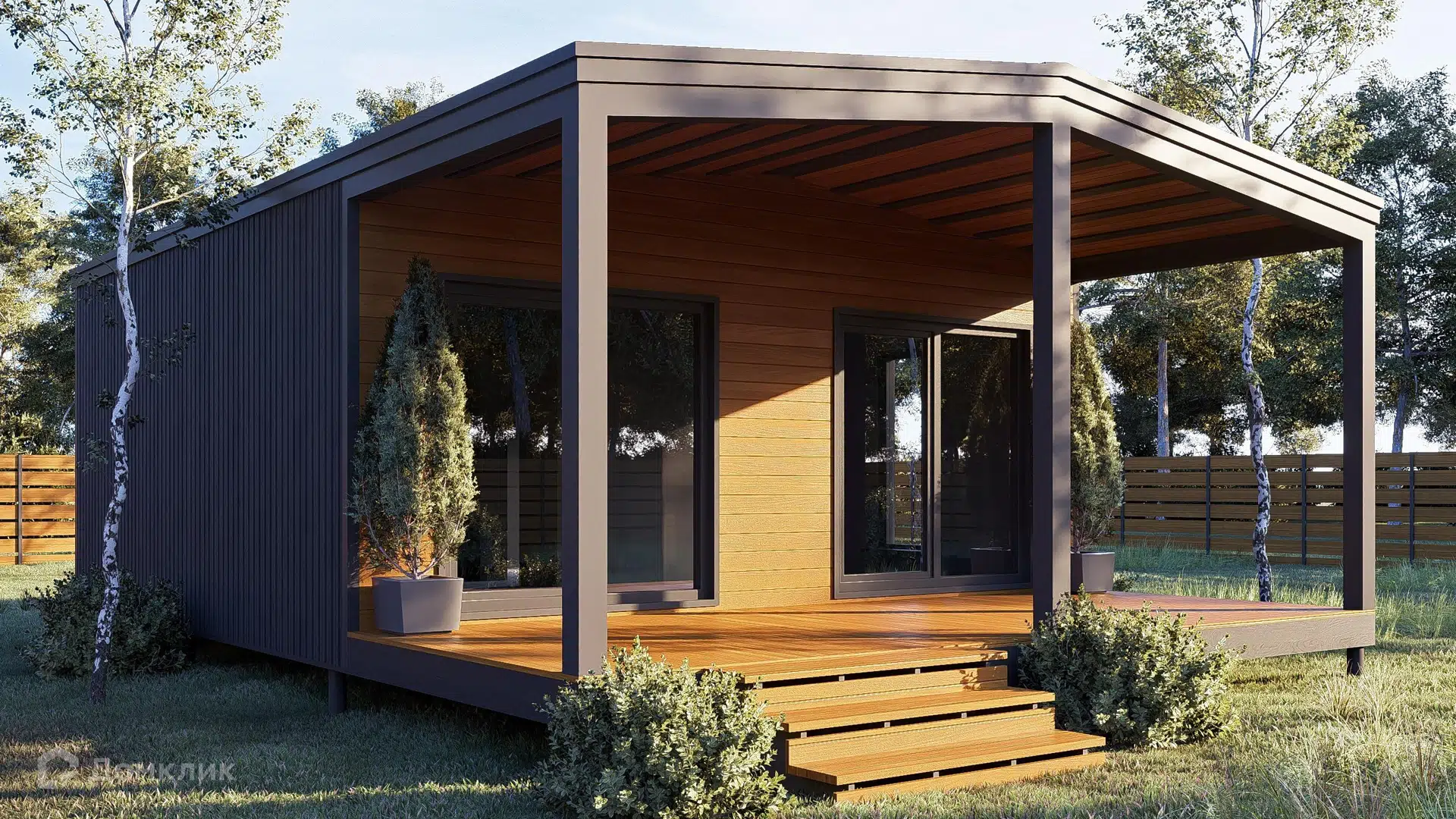 Проект дома «Модульный дом Таганай 2» компании Стройкаркас из материала Каркасный дом площадью 44.23м² под ключ за 1800000₽ в Донецке | 1 этаж, 1 спальня, 1 санузел – Домклик