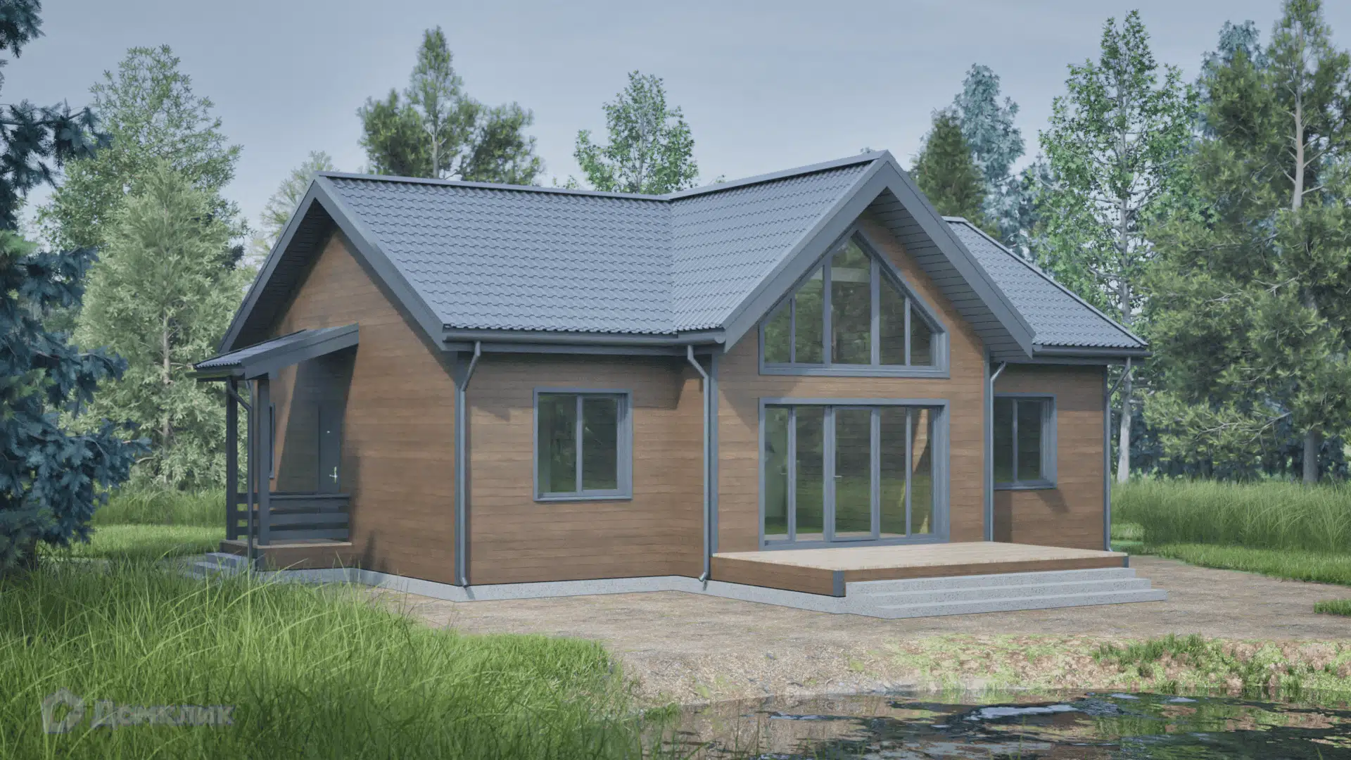 Проект дома «Проект "Индивидуальный 1.0"» компании СК «ИМПЕРИЯ» из материала Каркасный дом площадью 109.3м² под ключ за 7350000₽ в Донецке | 1 этаж, 3 спальни, 2 санузла – Домклик