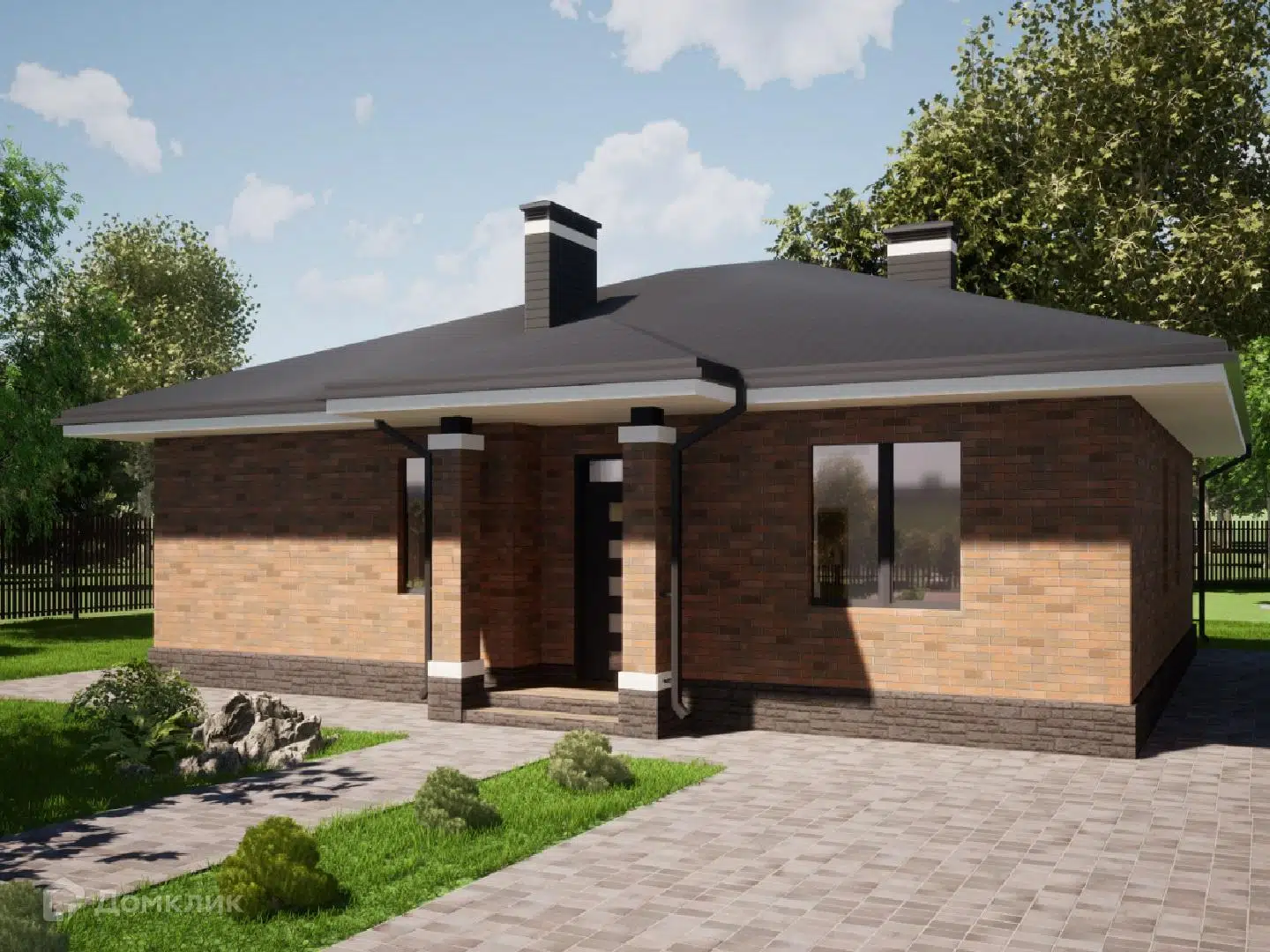 Проект дома «Дом Вальма» компании ИП Кабанов Виктор Алексеевич из материала Газосиликатные блоки площадью 105м² под ключ за 7850000₽ в Луганске | 1 этаж, 3 спальни, 2 санузла – Домклик