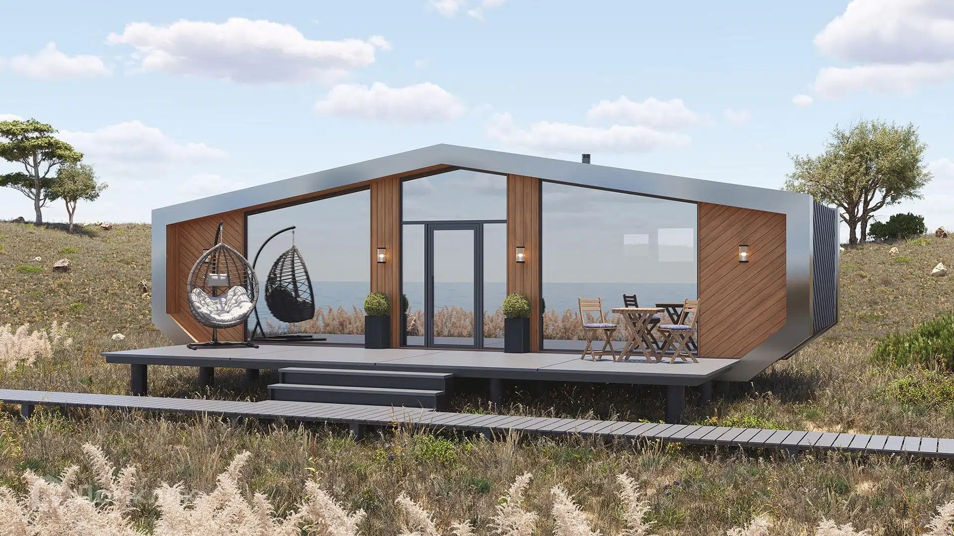 Проект дома «КАЛИПСО 51» компании ООО СМК «ДЕМИДОВСКИЙ» из материала Панельно-каркасная технология площадью 51.4м² под ключ за 3450000₽ в Донецке | 1 этаж, 2 спальни, 1 санузел – Домклик