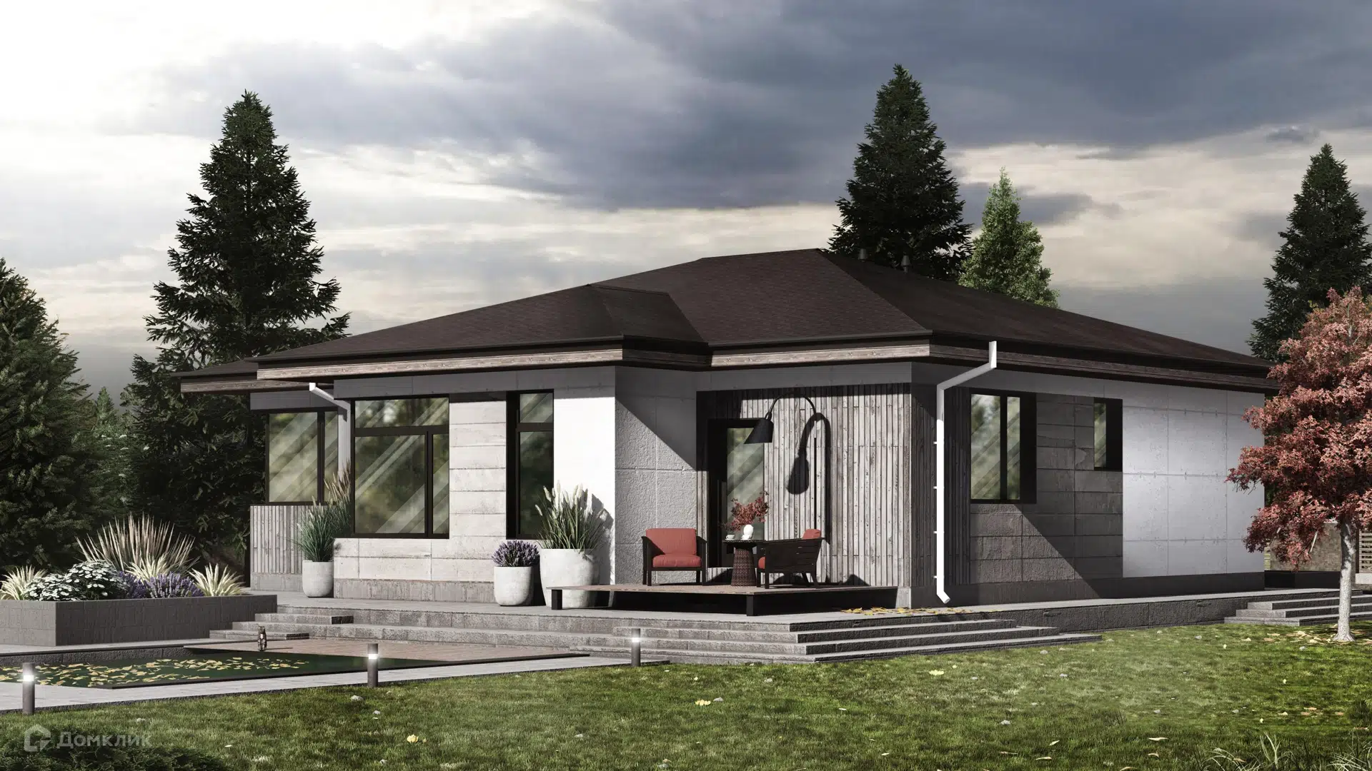 Проект дома «К-114» компании СК «КИТ» из материала Газобетонные блоки площадью 114.9м² под ключ за 9540000₽ в Луганске | 1 этаж, 4 спальни, 2 санузла – Домклик