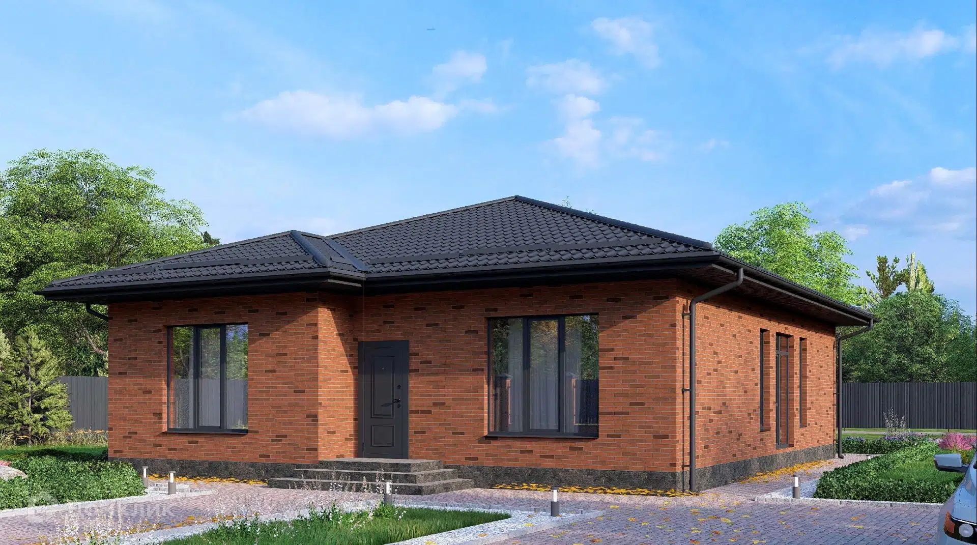 Проект дома «Стиль» компании ИП Шилова Юлия Михайловна из материала Газобетонные блоки площадью 117м² под ключ за 8600000₽ в Донецке | 1 этаж, 3 спальни, 2 санузла – Домклик