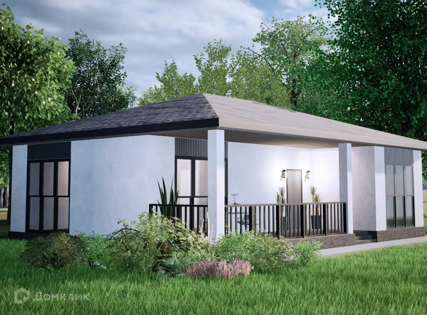 Проект дома «DE-2» компании ДОМ ЭКСПЕРТ из материала Бетонные блоки площадью 73м² под ключ за 5500000₽ в Донецке | 1 этаж, 2 спальни, 1 санузел – Домклик