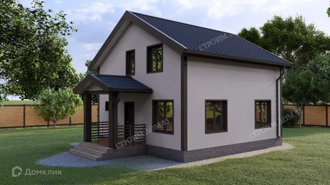 Проект дома «Двухэтажный дом из газобетона 8х8м ГБ-1» компании СК Строим Дом 53 из материала Газобетонные блоки площадью 107.3м² под ключ за 5270000₽ в Донецке | 2 этажа, 4 спальни, 2 санузла – Домклик