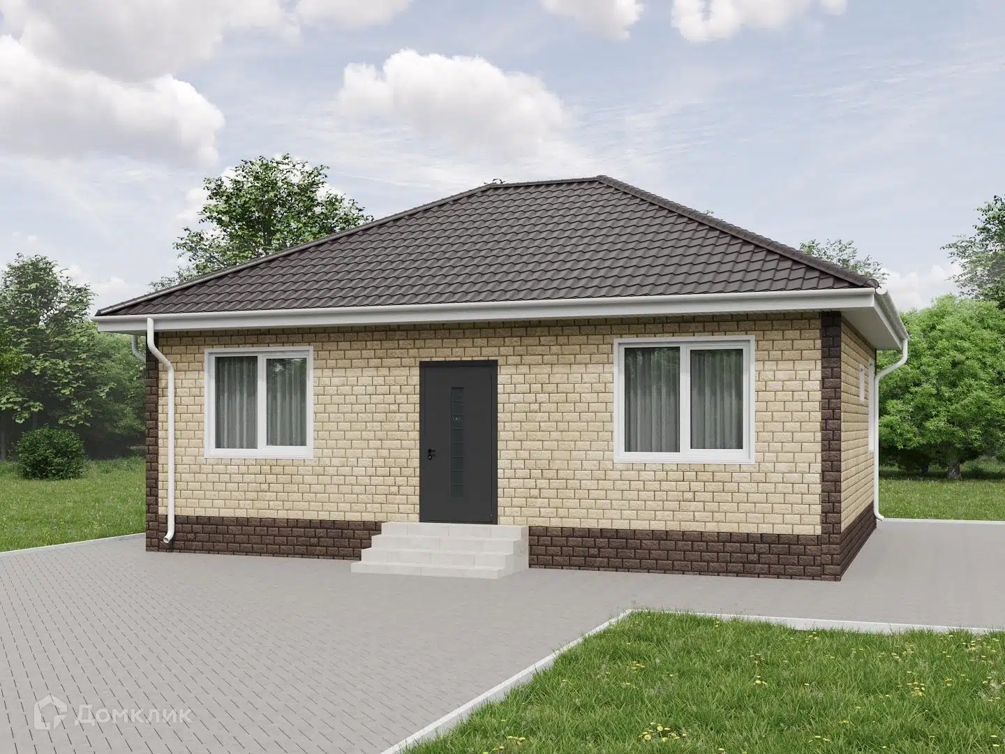 Проект дома «Альфа» компании ЭКОПАН - Армавир из материала SIP-панели площадью 72м² под ключ за 4000000₽ в Донецке | 1 этаж, 3 спальни, 1 санузел – Домклик