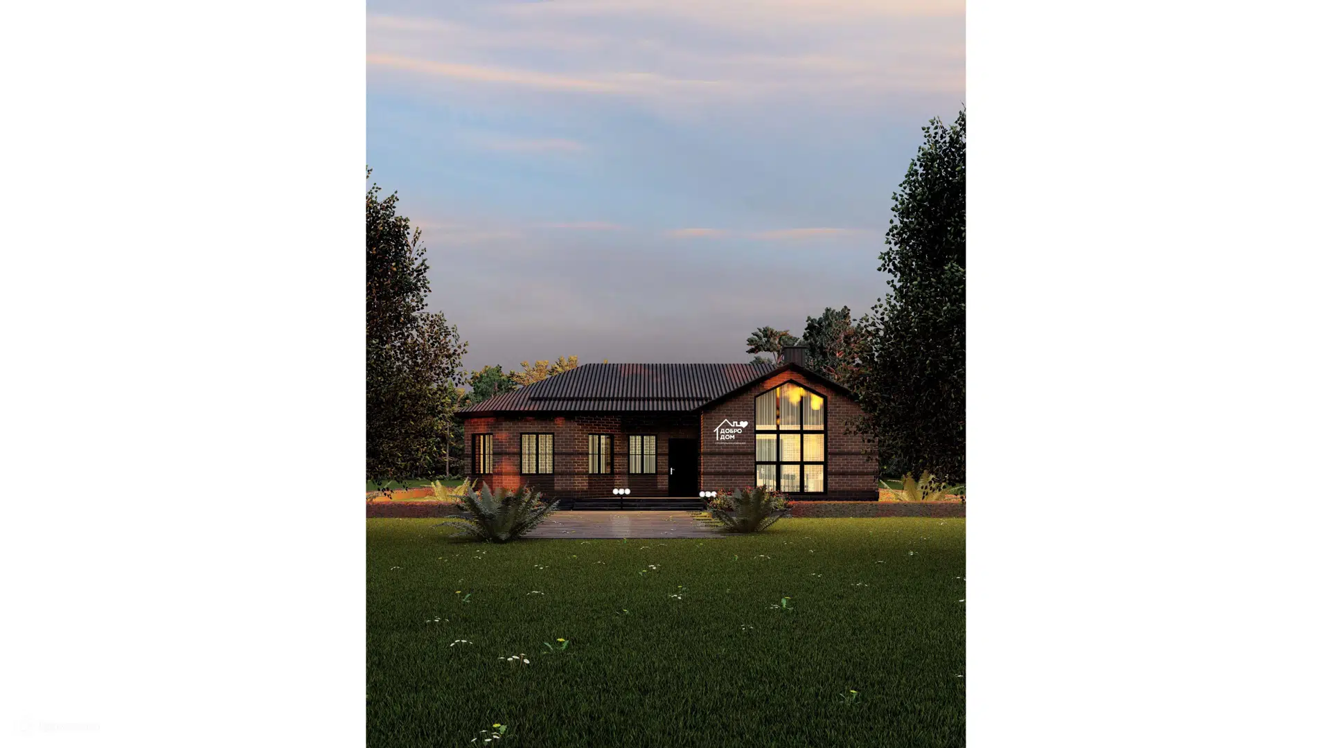 Проект дома «Коттедж Меридиан» компании СК «Добро Дом» из материала Газобетонные блоки площадью 161м² под ключ за 7655000₽ в Донецке | 1 этаж, 4 спальни, 1 санузел – Домклик