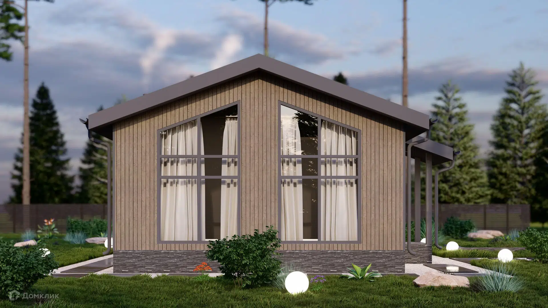 Проект дома «Манчестер» компании Каркас Поволжья из материала Каркасный дом площадью 62м² под ключ за 3906000₽ в Луганске | 1 этаж, 2 спальни, 1 санузел – Домклик