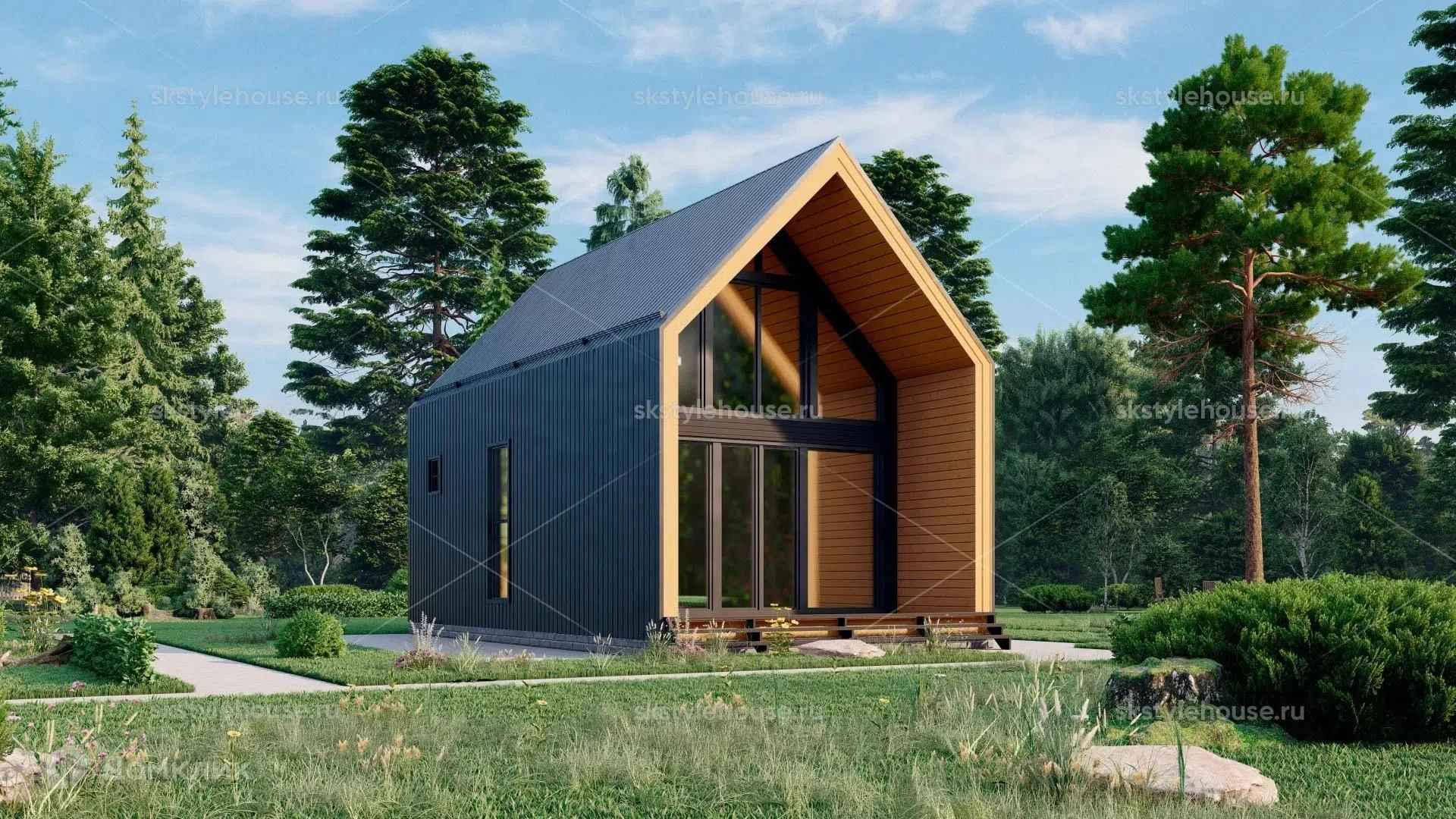 Проект дома «Каркасный дом BARN SAUNA» компании СК АРХСТРОЙ из материала Каркасный дом площадью 49.5м² под ключ за 2376000₽ в Донецке | 2 этажа, 1 спальня, 1 санузел – Домклик