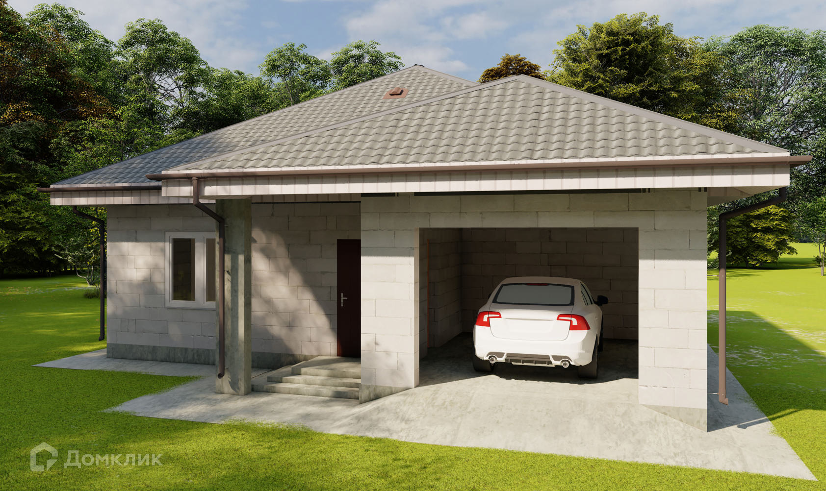 Проект дома «Комфорт 2» компании «Наша Маша»(ИП Каткова А.В.) из материала Газобетонные блоки площадью 104.9м² под ключ за 5460000₽ в Донецке | 1 этаж, 2 спальни, 2 санузла – Домклик