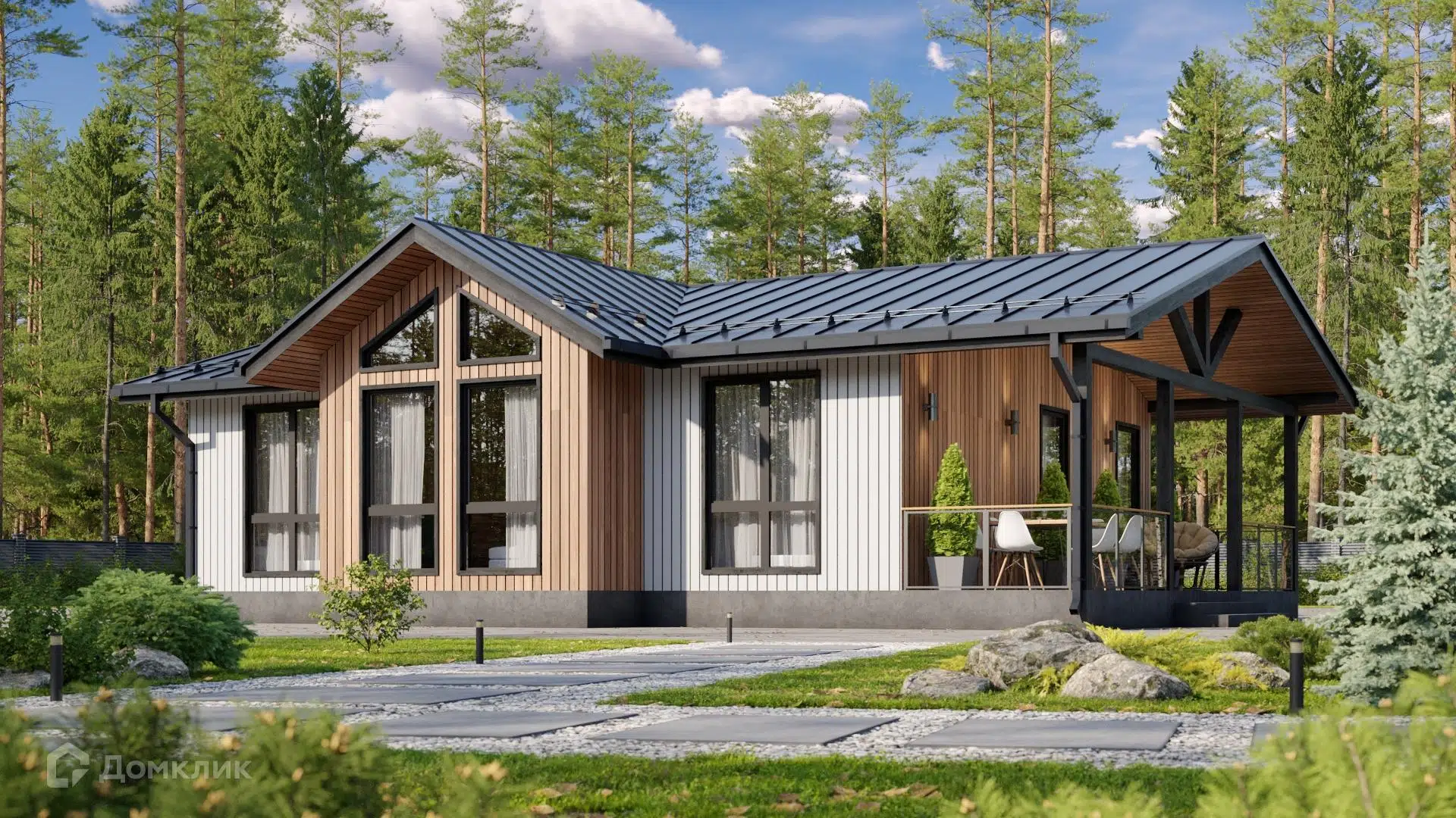 Проект дома «СИП К110» компании ЙОЛО ХАУС из материала SIP-панели площадью 84м² под ключ за 4950000₽ в Донецке | 1 этаж, 3 спальни, 1 санузел – Домклик