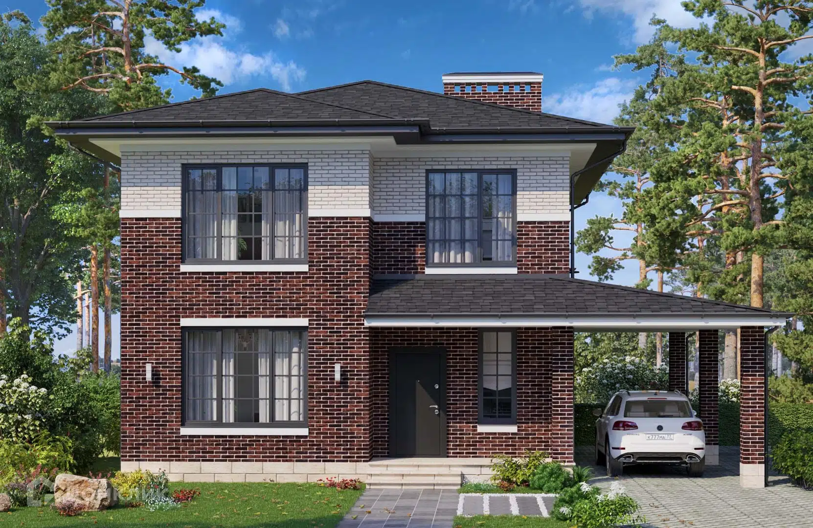 Проект дома «Новация 164-2» компании Подрядчик Стройдом из материала Кирпич площадью 148м² под ключ за 6150000₽ в Донецке | 2 этажа, 4 спальни, 2 санузла – Домклик