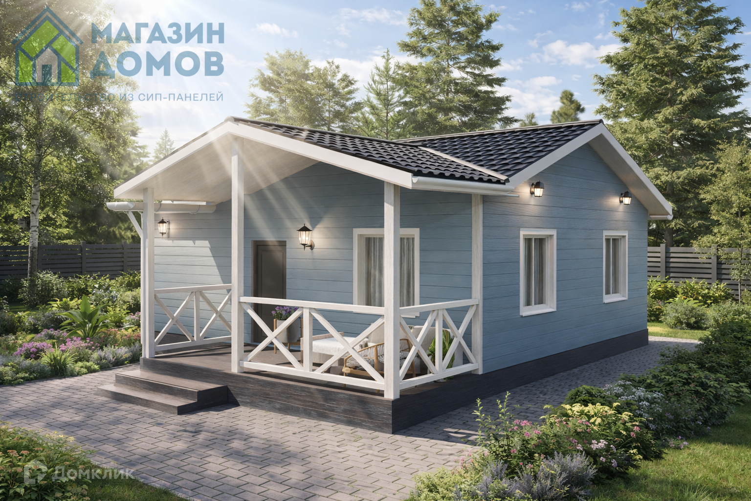 Проект дома «Веста (ОД-4)» компании Магазин Домов из материала SIP-панели площадью 63м² под ключ за 3020500₽ в Донецке | 1 этаж, 2 спальни, 1 санузел – Домклик