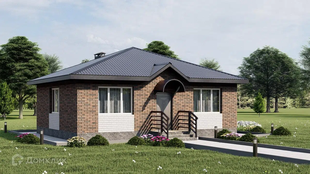 Проект дома «Коттеджный посёлок "Малиновка-Парк"» компании Дом67 из материала Газосиликатные блоки площадью 54м² под ключ за 6200000₽ в Донецке | 1 этаж, 2 спальни, 1 санузел – Домклик