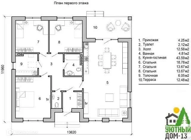 Планировка 1 этажа