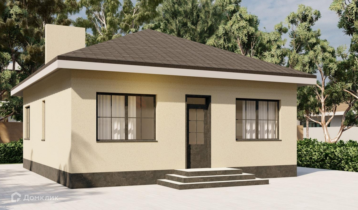 Проект дома «Бахчисарай» компании ООО «СФЕРА ПЛЮС» из материала Газобетонные блоки площадью 66м² под ключ за 4941000₽ в Донецке | 1 этаж, 3 спальни, 1 санузел – Домклик