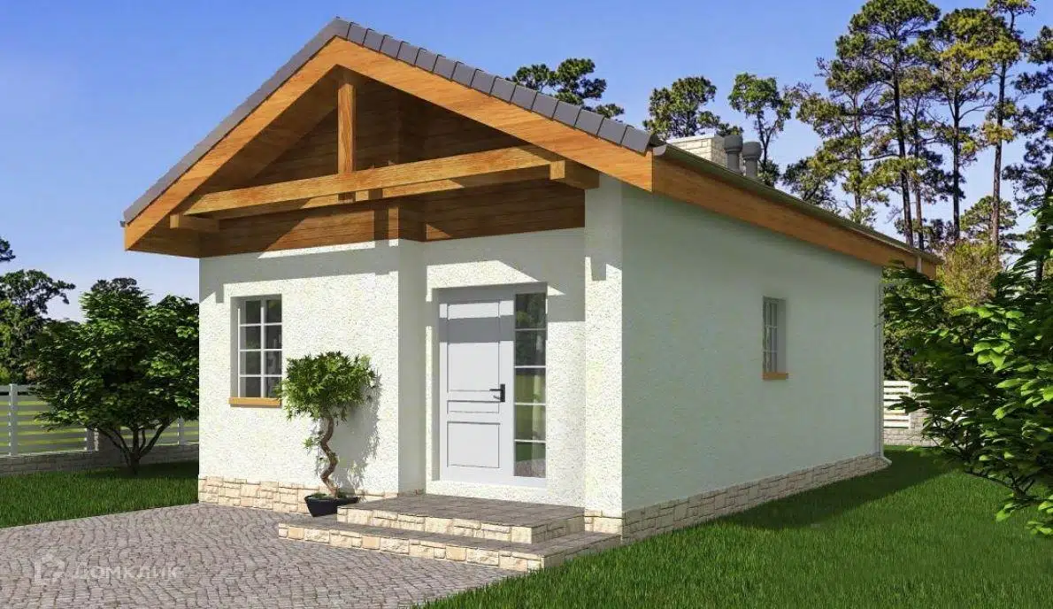 Проект дома «Пекин» компании ООО «ЖИВЕМ ДОМА ДЕВЕЛОПМЕНТ» из материала Газобетонные блоки площадью 43.49м² под ключ за 3176000₽ в Донецке | 1 этаж, 1 спальня, 1 санузел – Домклик