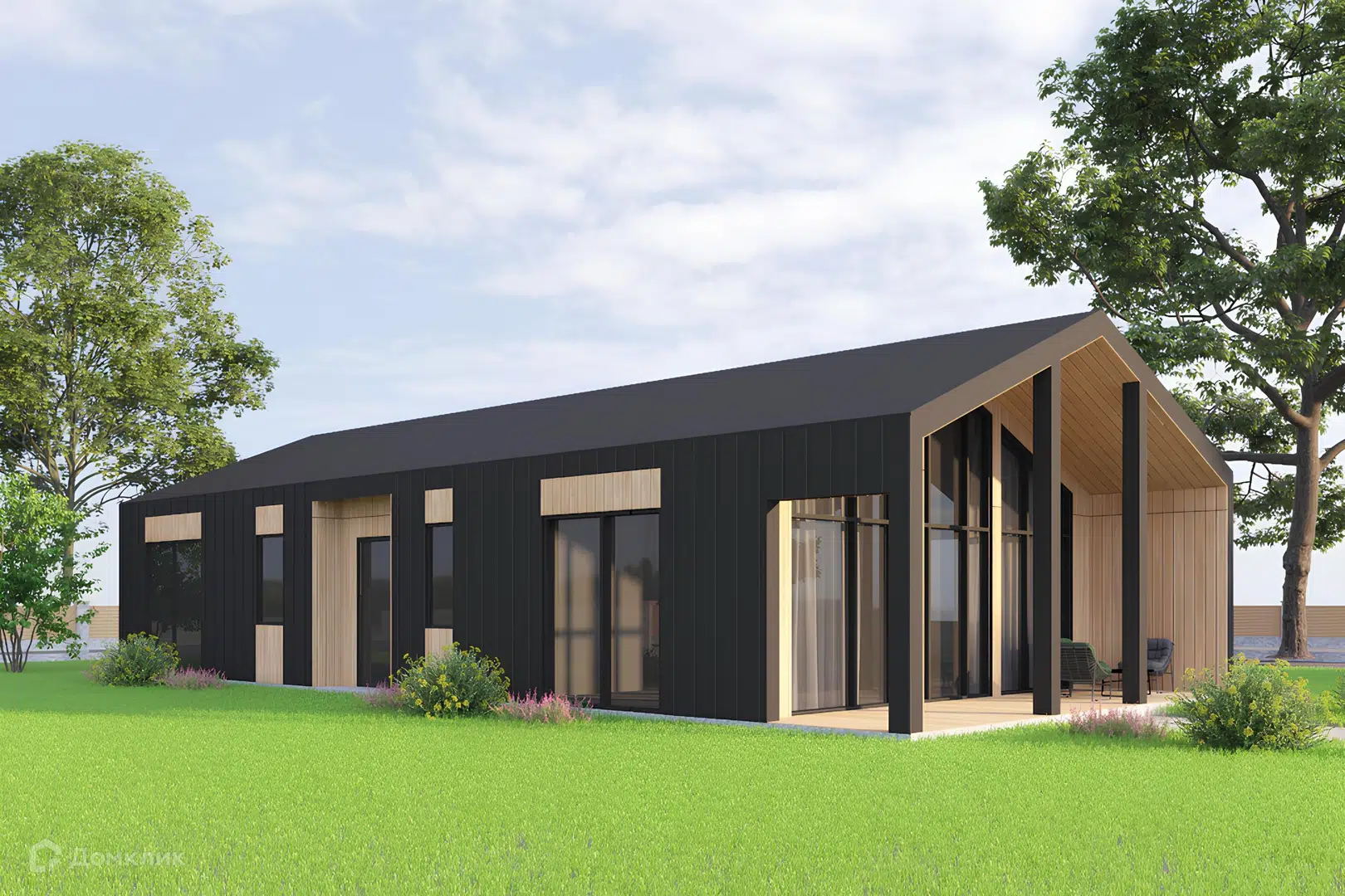 Проект дома «Барнхаус 118» компании NORTH HOUSE из материала Каркасный дом площадью 118м² под ключ за 8450000₽ в Донецке | 1 этаж, 3 спальни, 2 санузла – Домклик