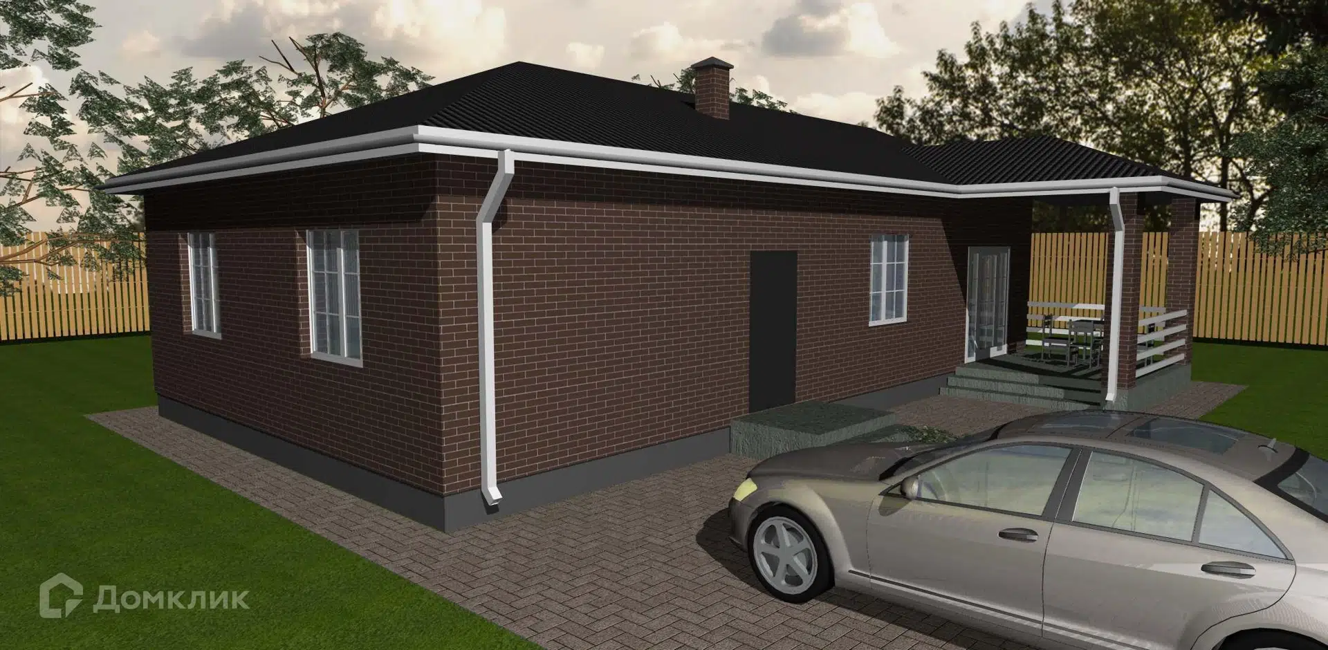 Проект дома «Загородный дом 4к - 100» компании ИП Бурым Геннадий Владимирович из материала Кирпич площадью 106м² под ключ за 5700000₽ в Донецке | 1 этаж, 4 спальни, 2 санузла – Домклик