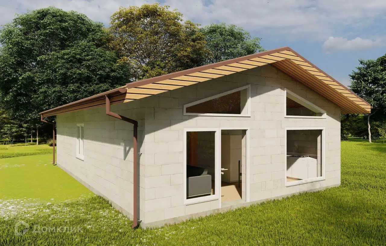 Проект дома «Панорама» компании Строим45 из материала Газобетонные блоки площадью 80м² под ключ за 5580000₽ в Донецке | 1 этаж, 2 спальни, 1 санузел – Домклик