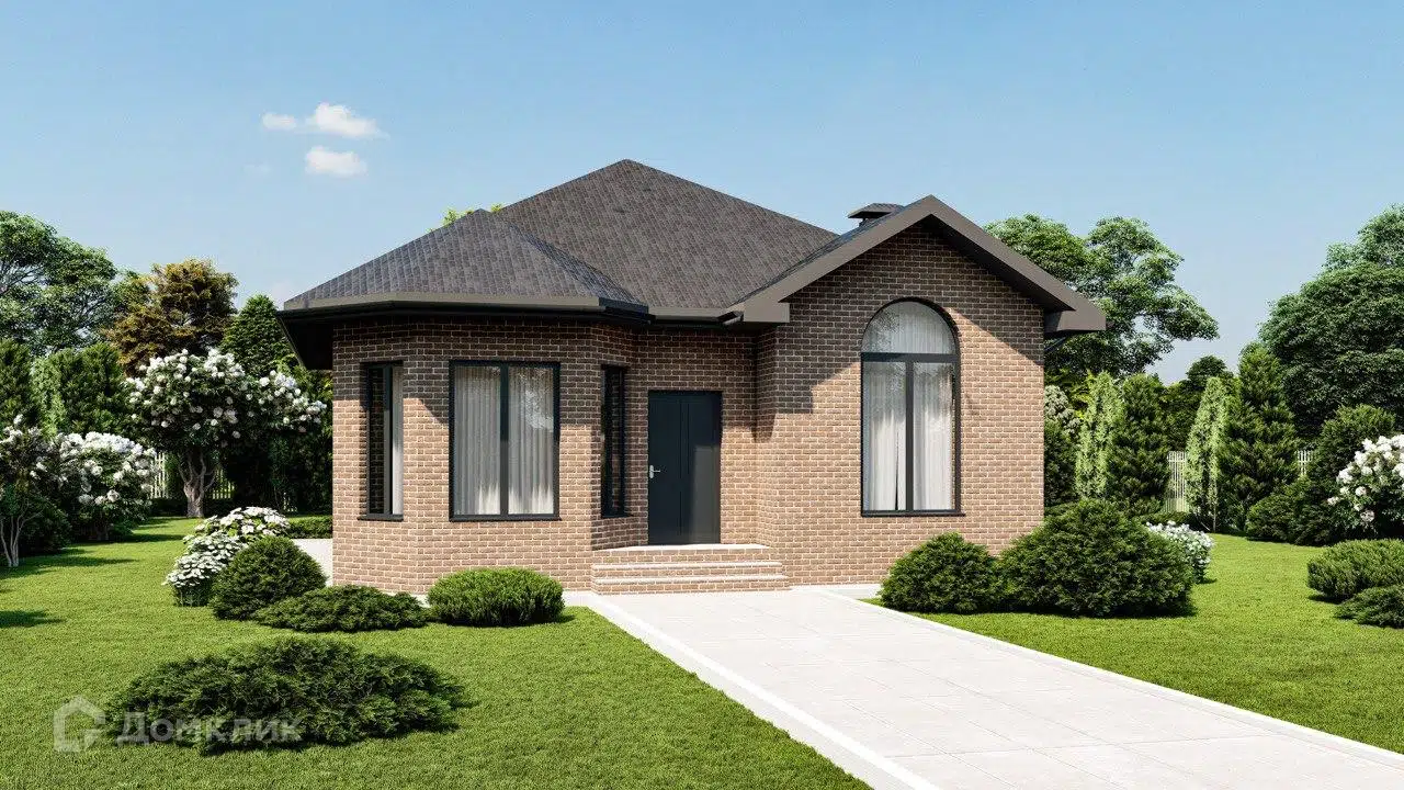 Проект дома «Октябрьский» компании CвойДом-КРД.РФ из материала Газобетонные блоки площадью 74м² под ключ за 4990000₽ в Луганске | 1 этаж, 3 спальни, 2 санузла – Домклик