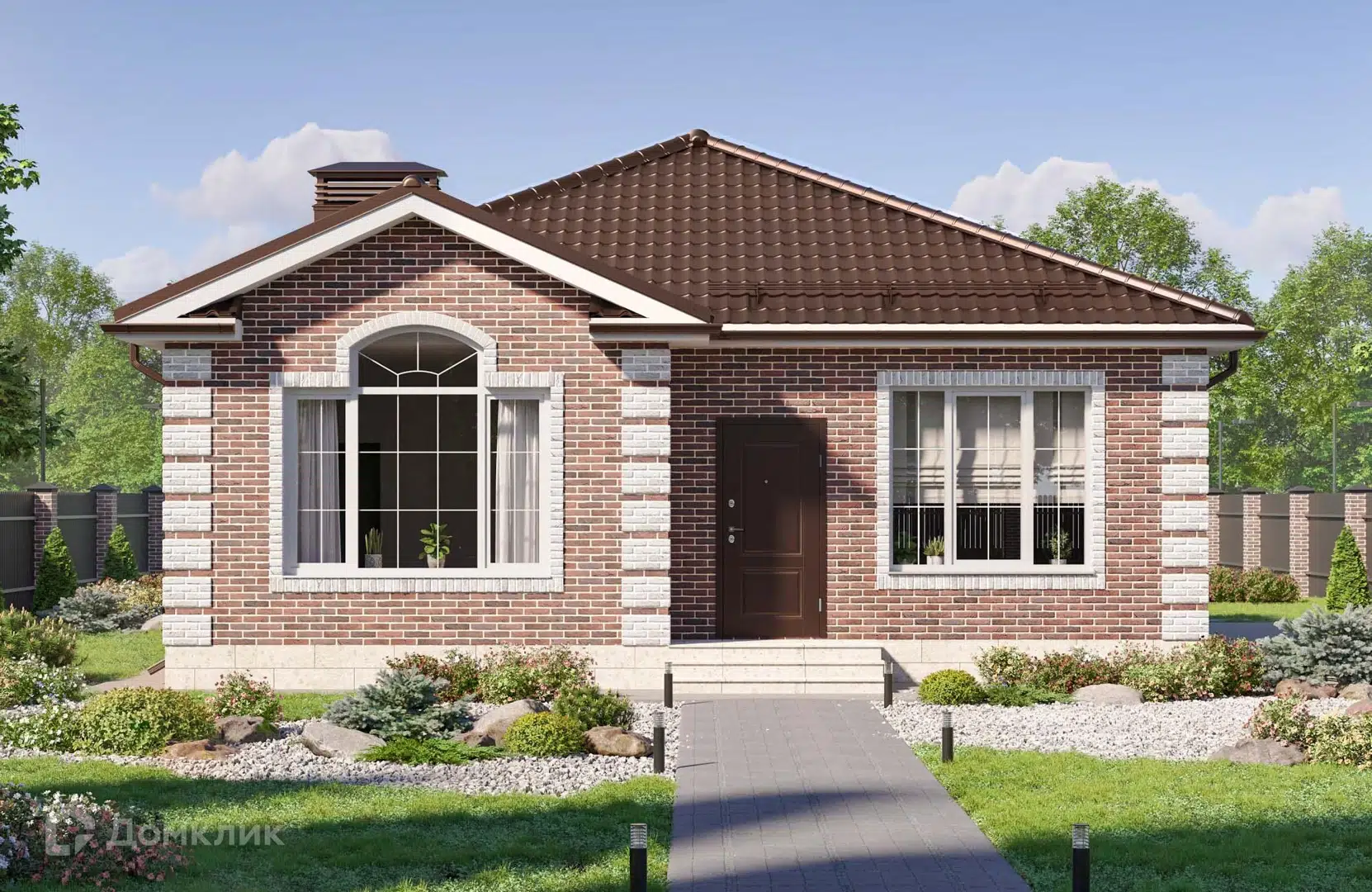Проект дома «Проект №372-1» компании ООО«НОВАСТРОЙ» из материала Кирпич площадью 99м² под ключ за 4900000₽ в Донецке | 1 этаж, 3 спальни, 2 санузла – Домклик