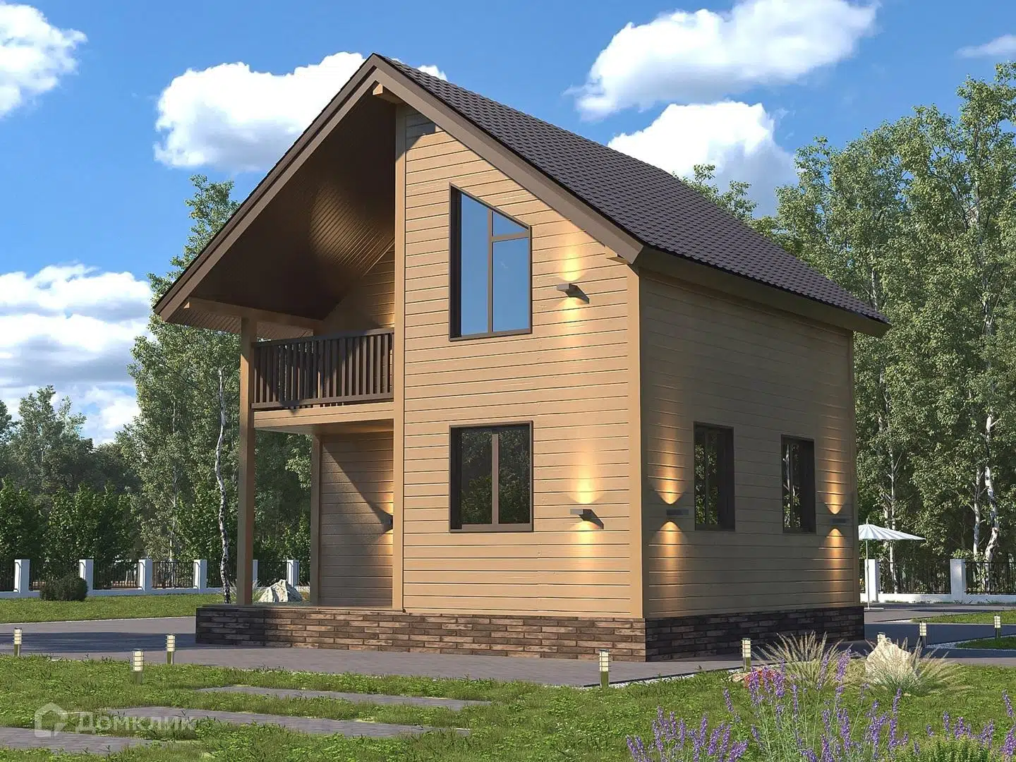 Проект дома «Весна-3 (домокомплект)» компании Теплодина из материала Панельно-каркасная технология площадью 71м² под ключ за 3427000₽ в Донецке | 2 этажа, 2 спальни, 1 санузел – Домклик