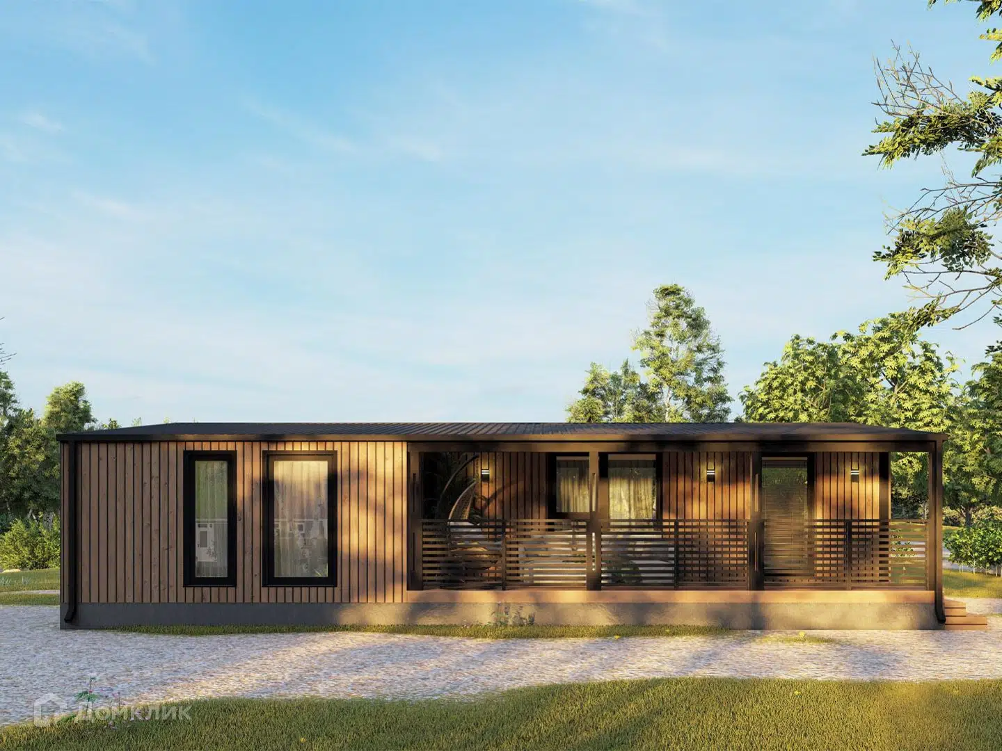 Проект дома «Модульный дом Simple 74» компании Авангард Строй из материала Модульный дом площадью 64.4м² под ключ за 3637000₽ в Донецке | 1 этаж, 3 спальни, 1 санузел – Домклик