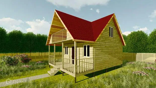 Проект дома «Проект №29» компании Земле-Строй из материала Брус естественной влажности площадью 48м² под ключ за 2010000₽ в Луганске | 2 этажа, 3 спальни, 1 санузел – Домклик