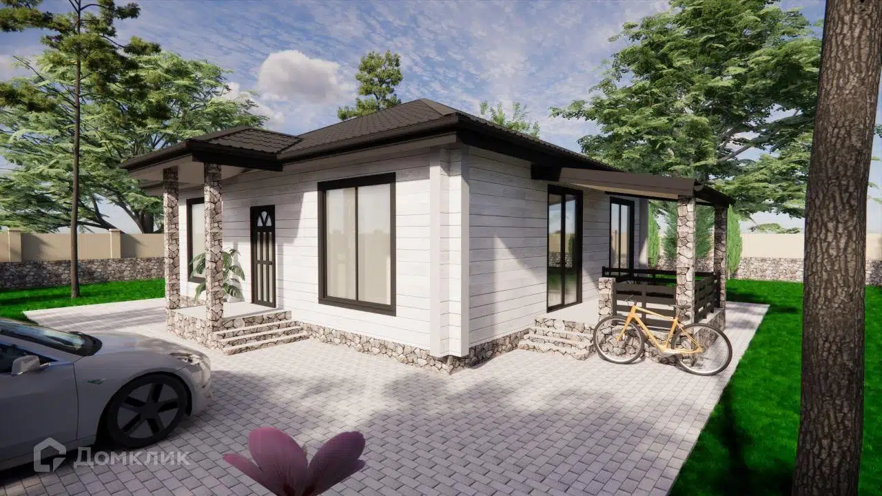 Проект дома «Лазурный» компании ИП Зуева Марина Аркадьевна из материала Брус естественной влажности площадью 92м² под ключ за 7500000₽ в Донецке | 1 этаж, 3 спальни, 1 санузел – Домклик