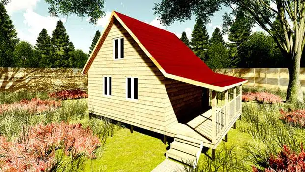 Проект дома «Проект №32 » компании Земле-Строй из материала Брус естественной влажности площадью 48м² под ключ за 1655000₽ в Луганске | 2 этажа, 3 спальни, 1 санузел – Домклик