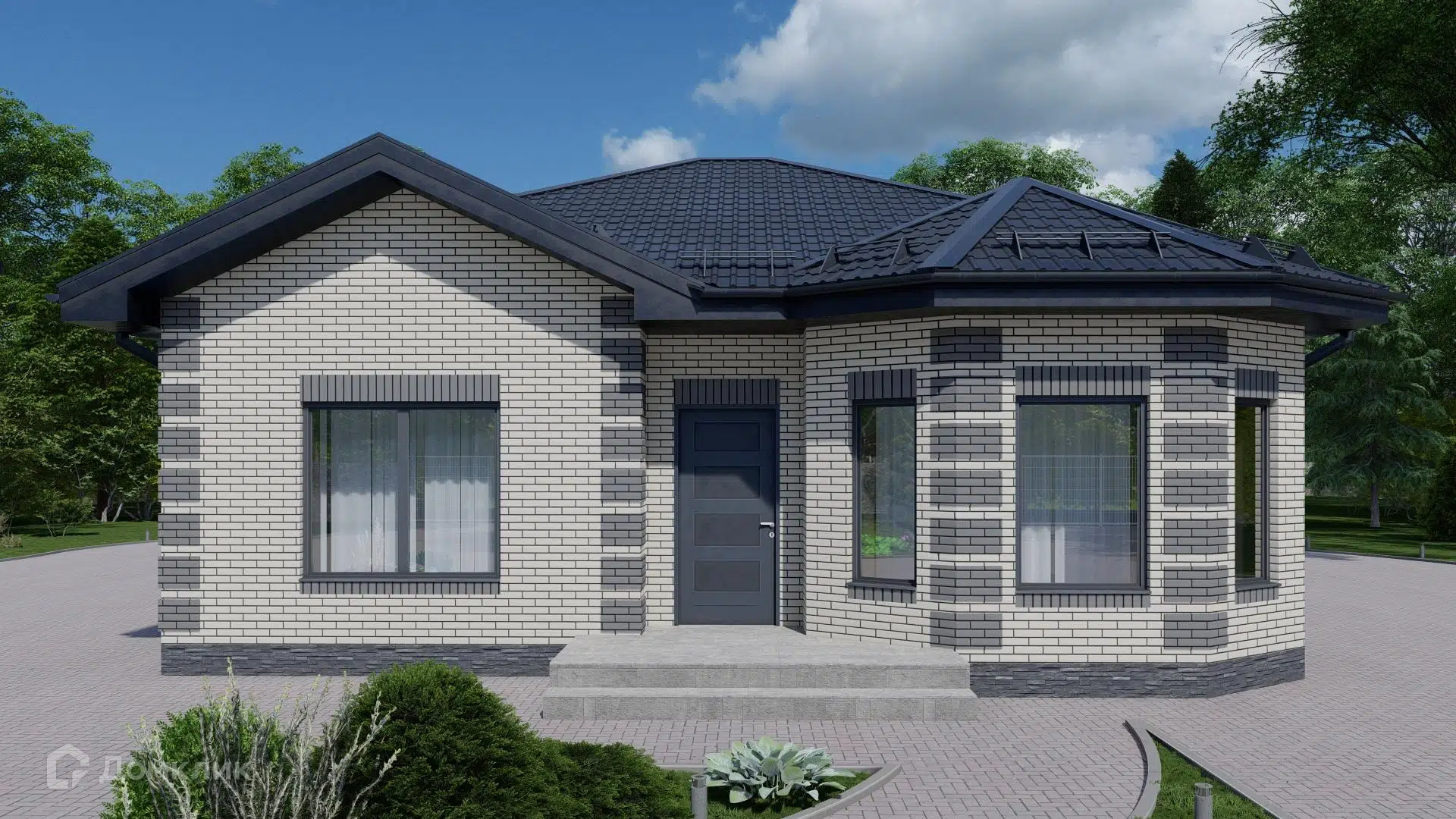 Проект дома «Компактный жилой дом СИ-01» компании Первая Домостроительная Компания из материала Газобетонные блоки площадью 80.1м² под ключ за 5705000₽ в Донецке | 1 этаж, 3 спальни, 1 санузел – Домклик