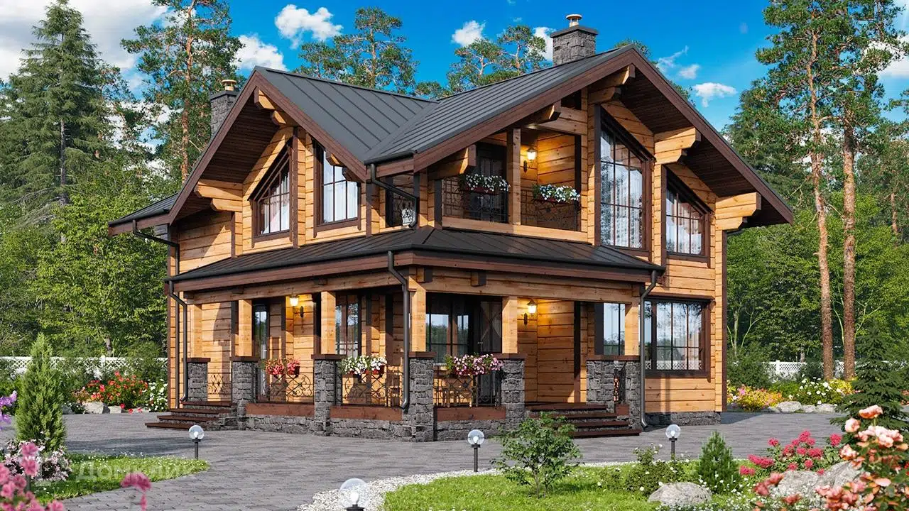 Проект дома «Проект №ВЗ-366 Воевода» компании СК «Вологодское Зодчество» из материала Клееный брус площадью 170м² под ключ за 7560000₽ в Донецке | 2 этажа, 4 спальни, 2 санузла – Домклик